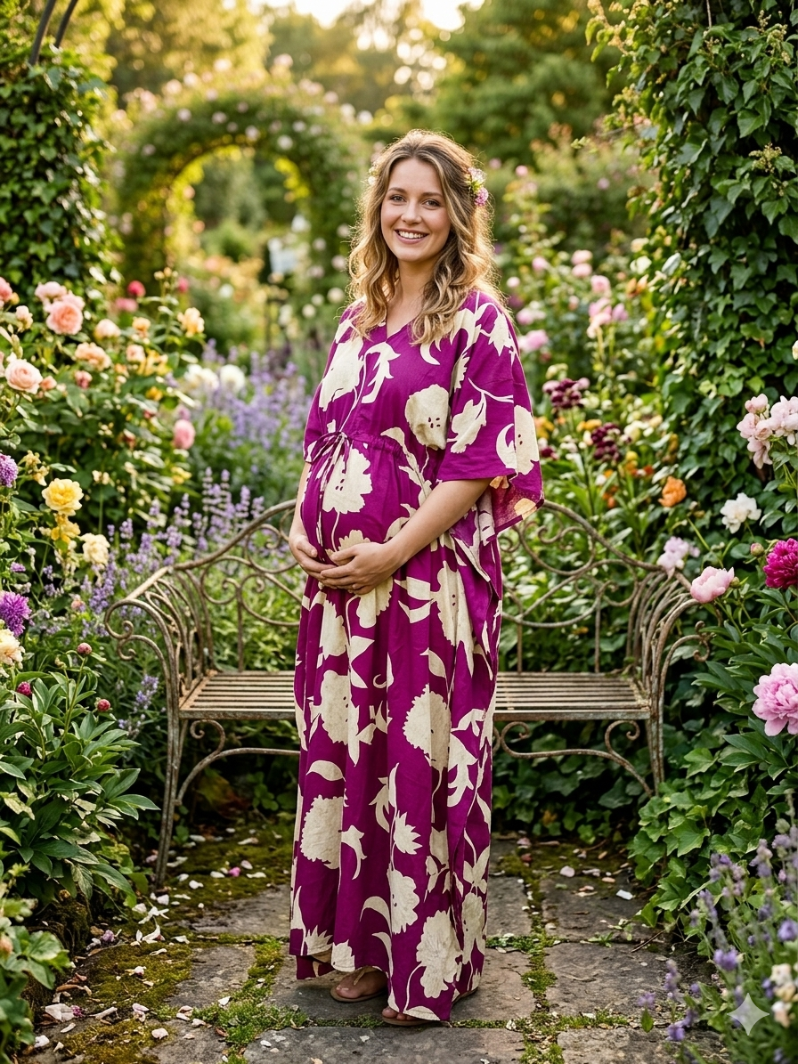 Premium floral plus size kaftan in pure soft cambric cotton fabric with centre zip &length 57” (free size L-5xl)