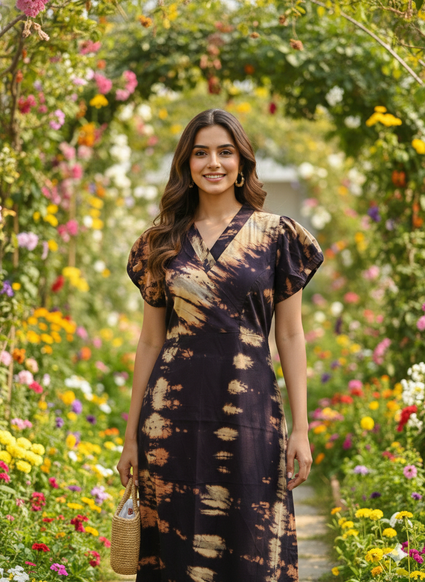 Collar neck chungidi non feeding frock-coffee brown