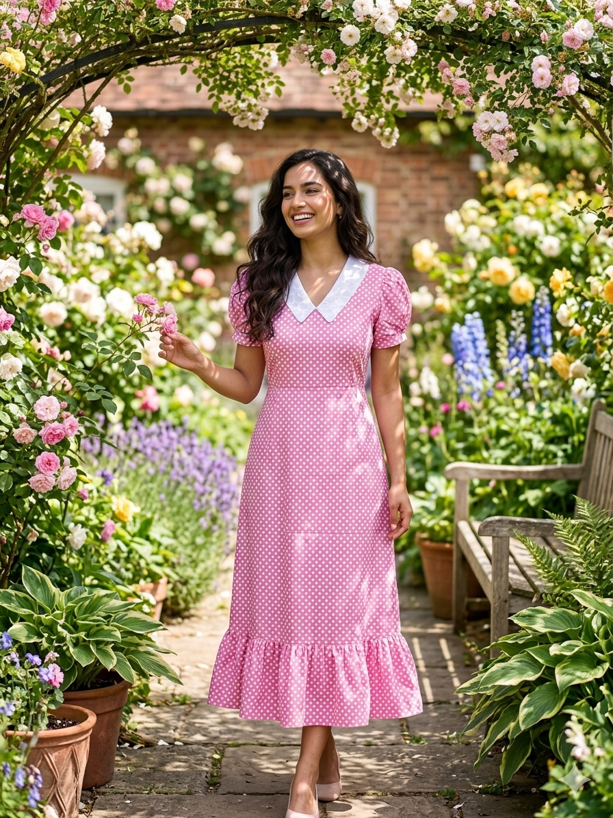 Peterpan collar polka feeding frock