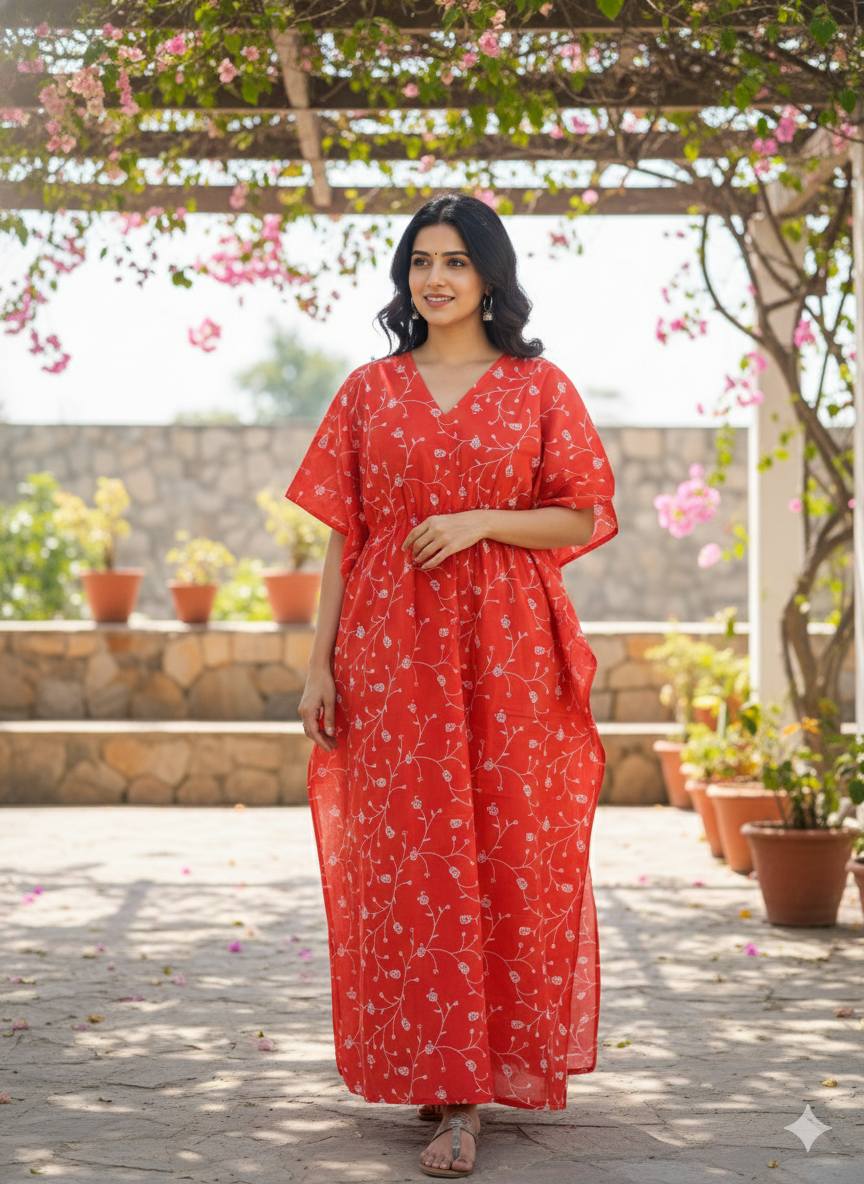 Floral feeding kaftans-orange