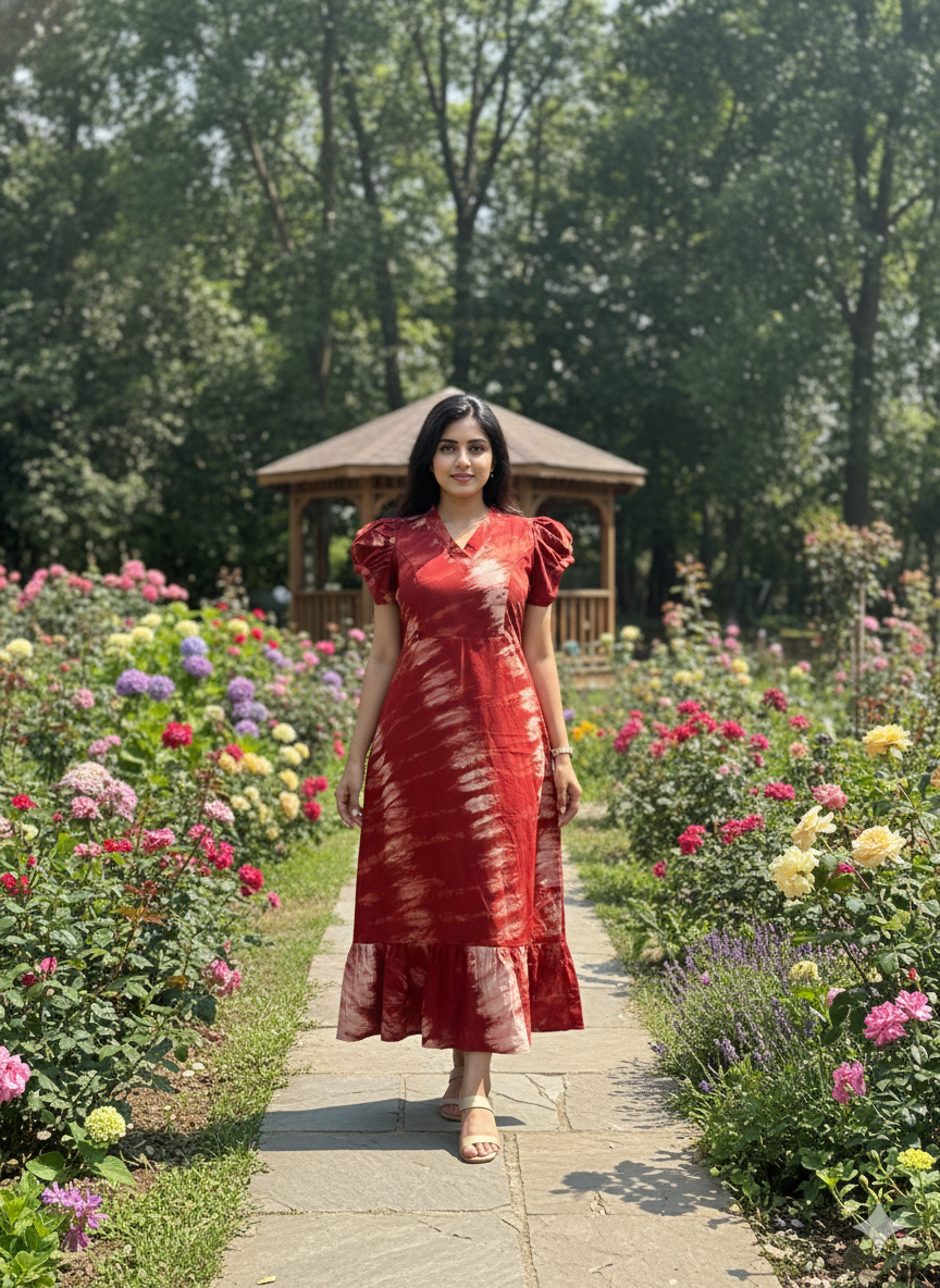 Collar neck chungidi non feeding frock-orange