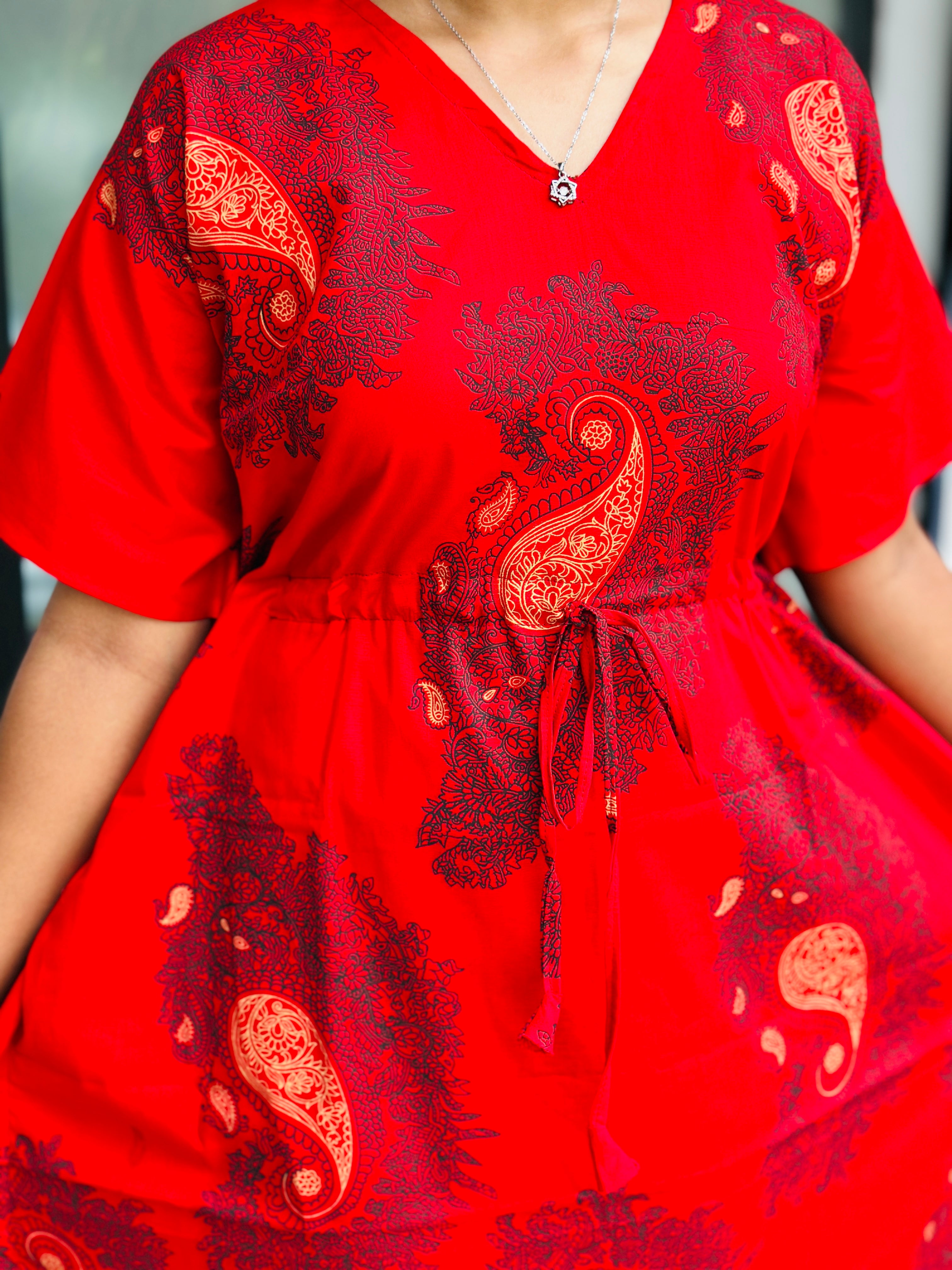 Floral red feeding kaftan