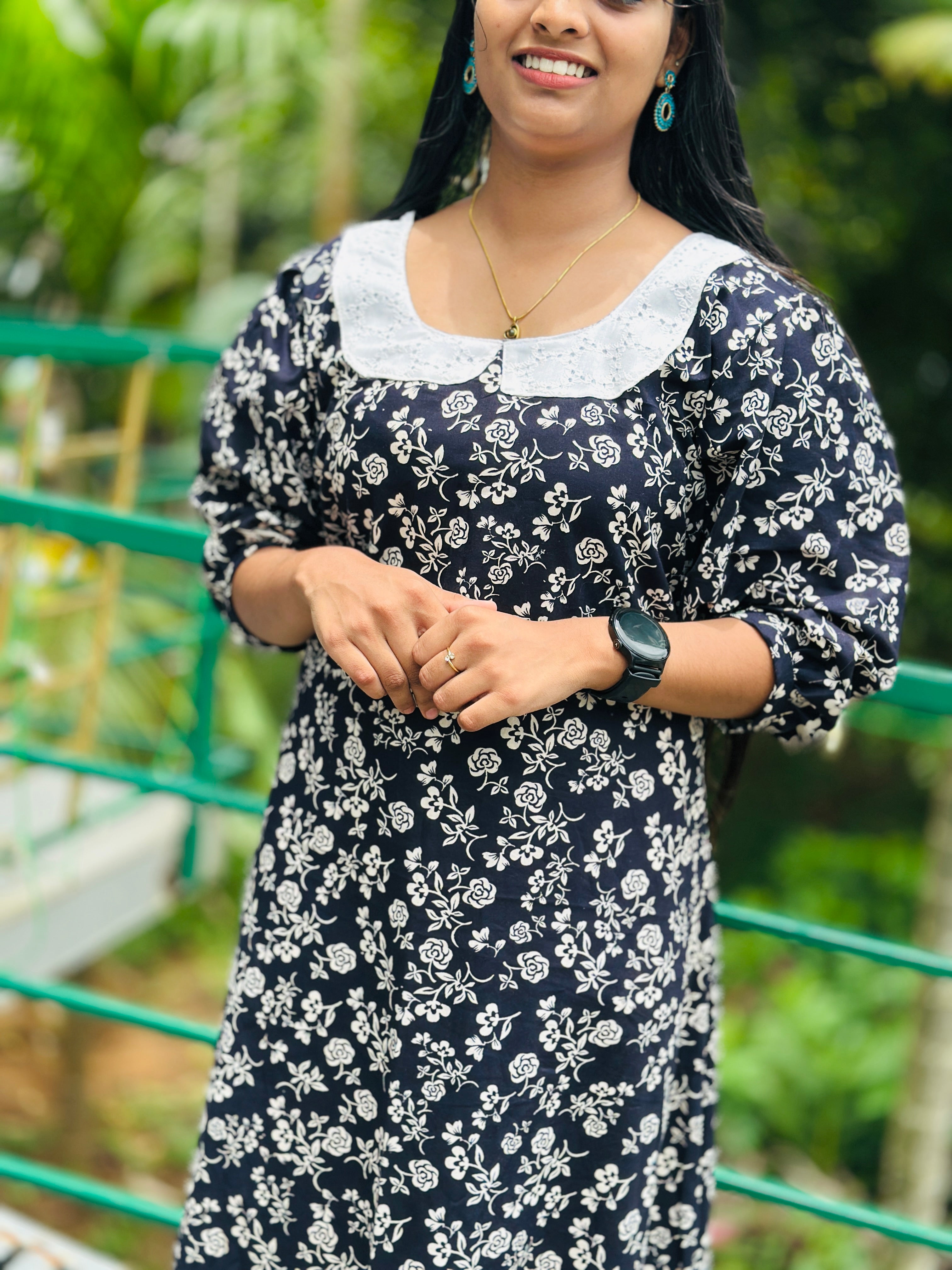 Peterpan collar 3/4 sleeve feeding frock