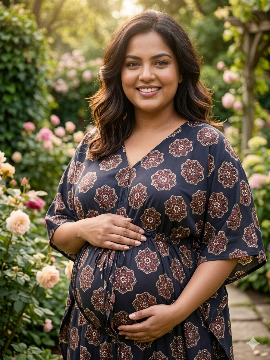 Premium floral plus size kaftan in pure soft cambric cotton fabric with centre zip &length 57” (free size L-5xl)