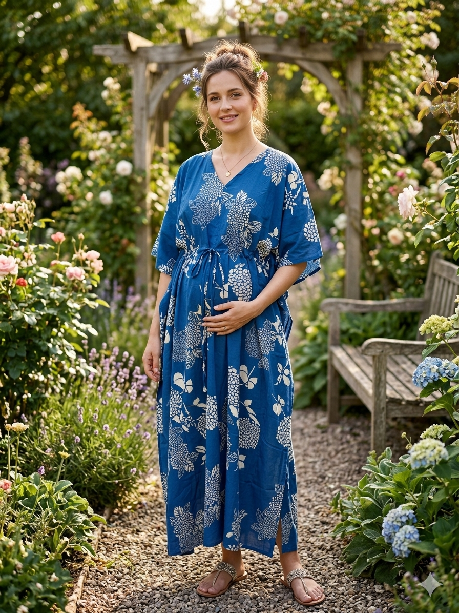 Premium floral plus size kaftan in pure soft cambric cotton fabric with centre zip &length 57” (free size L-5xl)