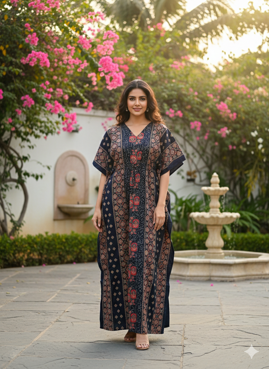 Ajrak feeding kaftans