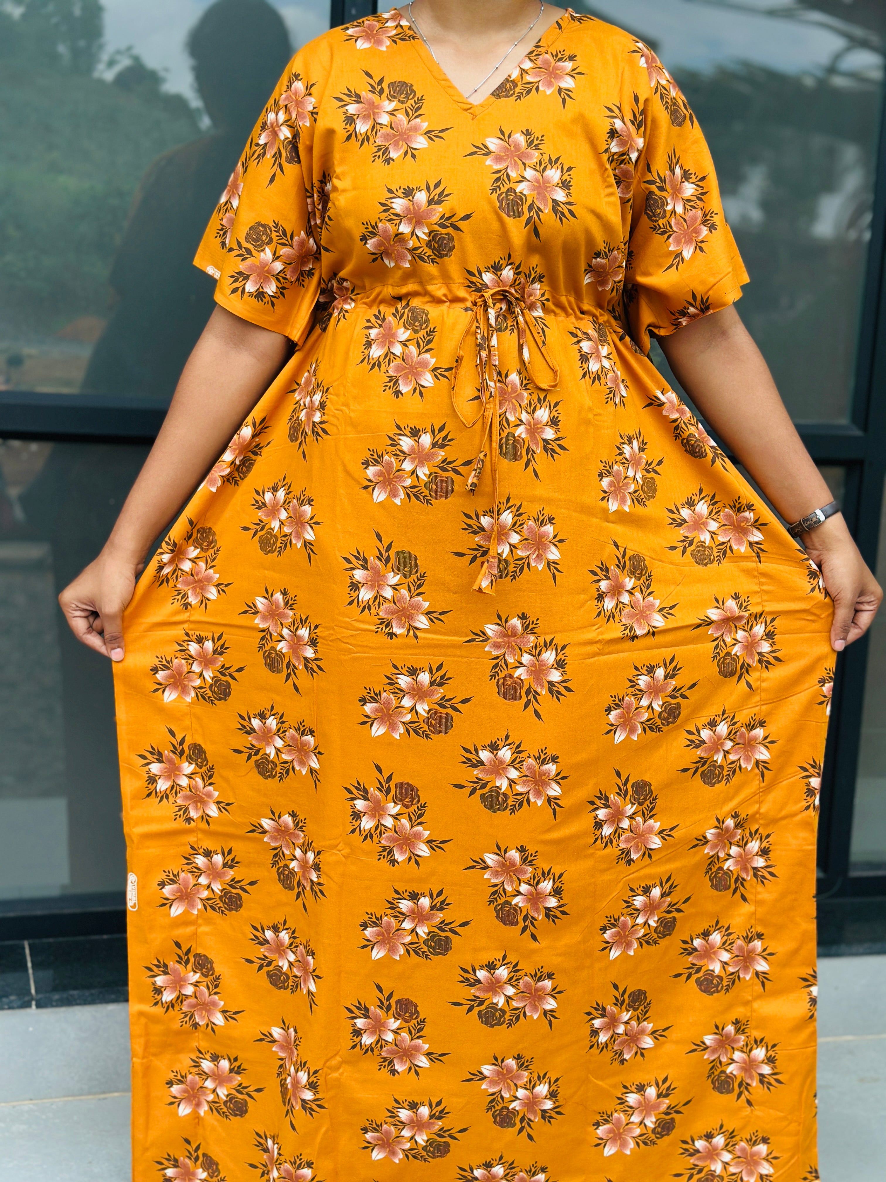 Mustard yellow feeding kaftans