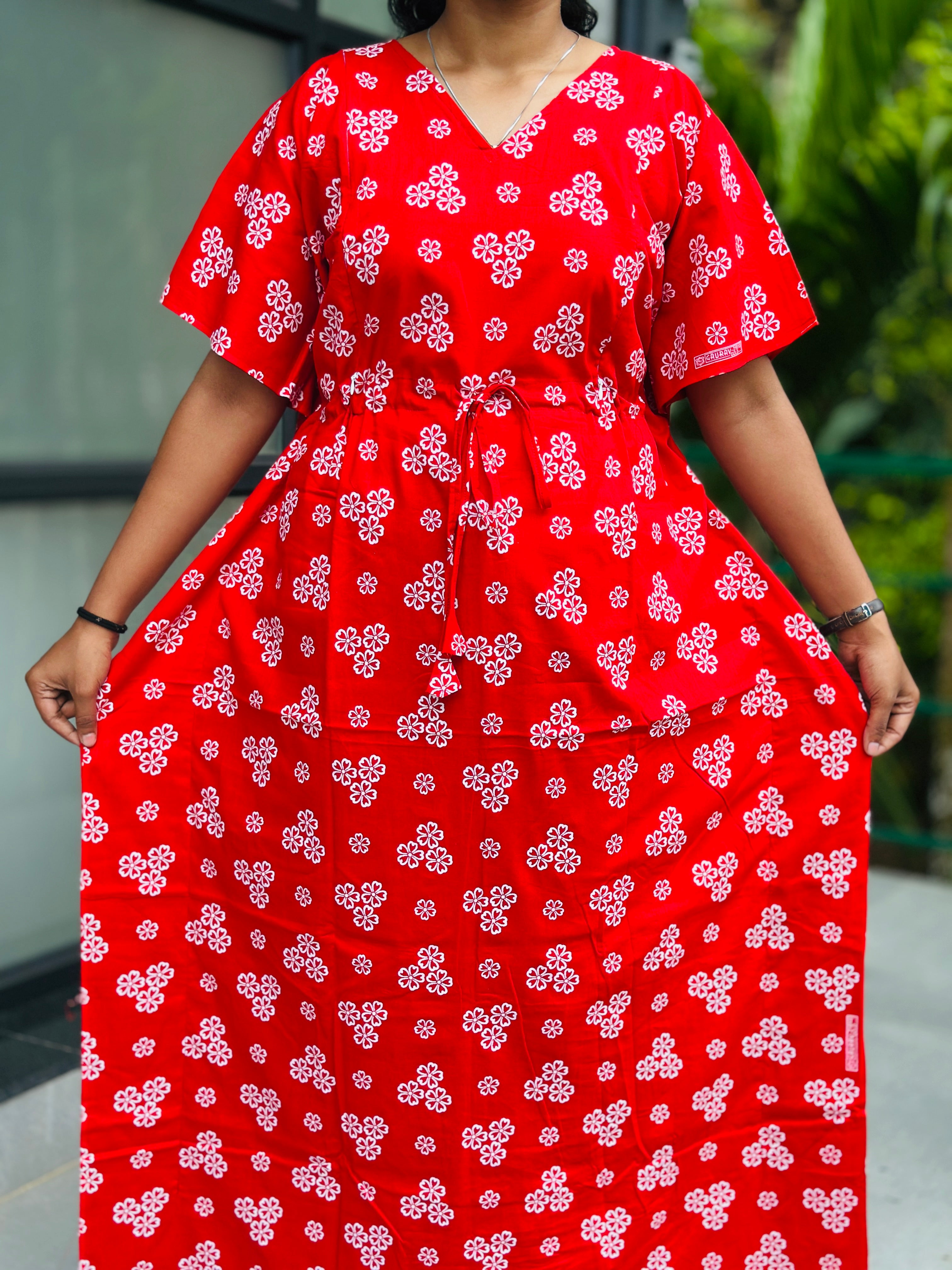 Floral feeding kaftan-orangered