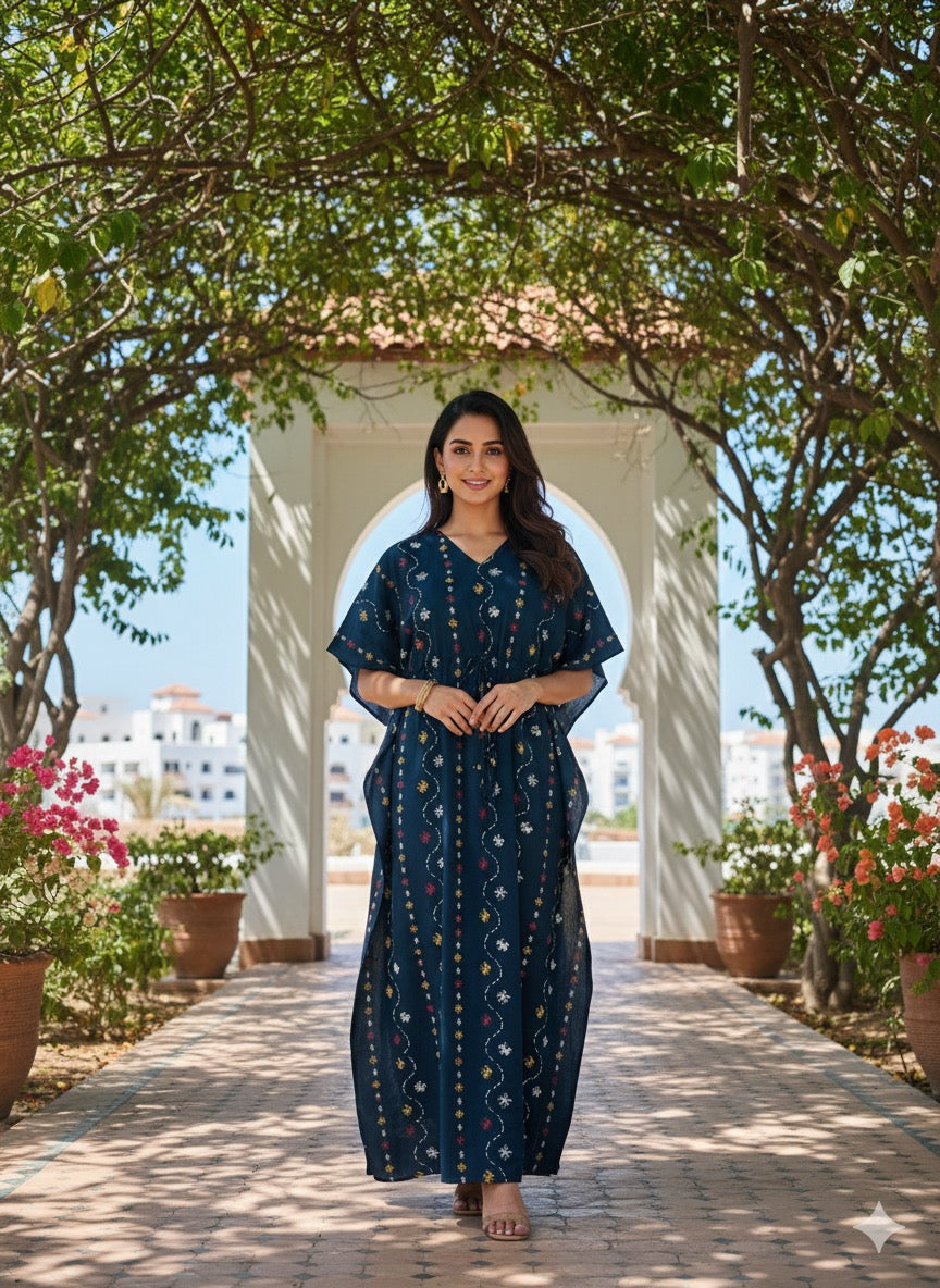 Floral feeding kaftans-blue