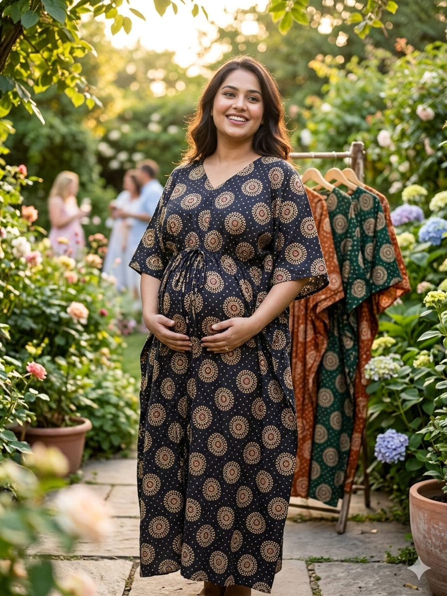 Premium floral plus size kaftan in pure soft cambric cotton fabric with centre zip &length 57” (free size L-5xl)