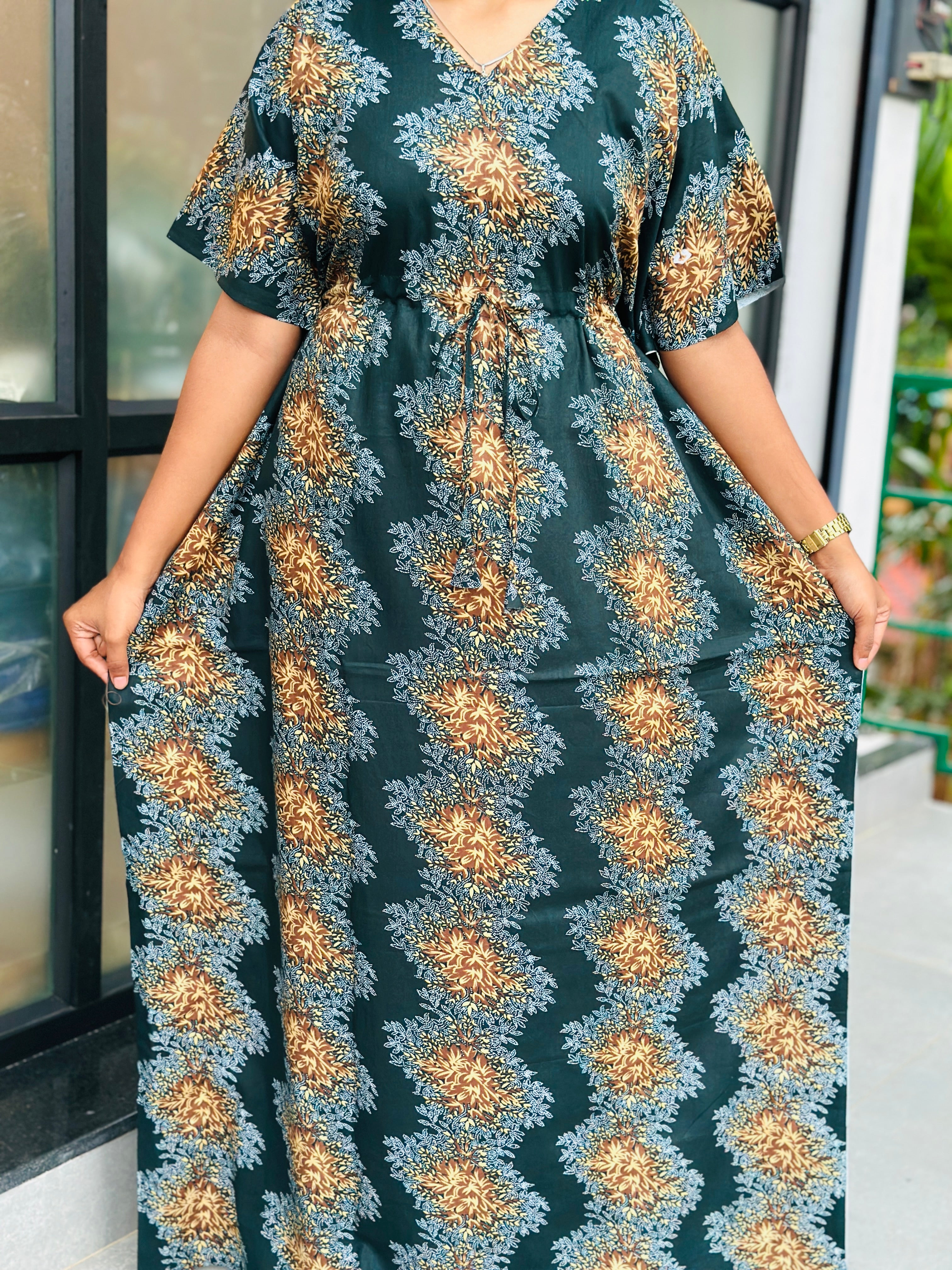 Floral green non feeding kaftans