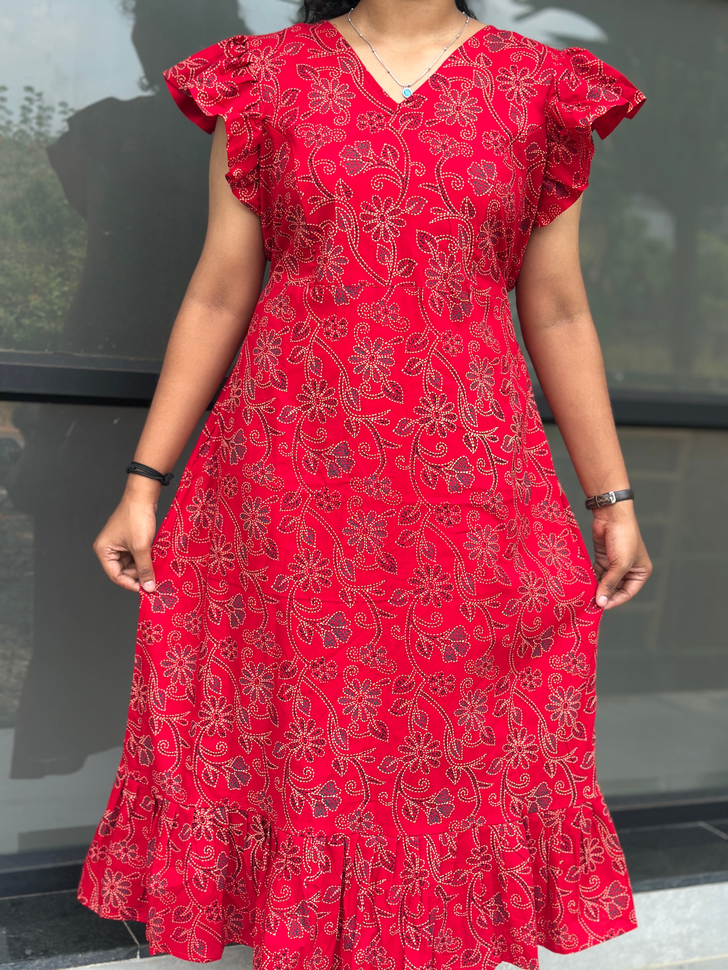 Ruffle sleeve feeding frock