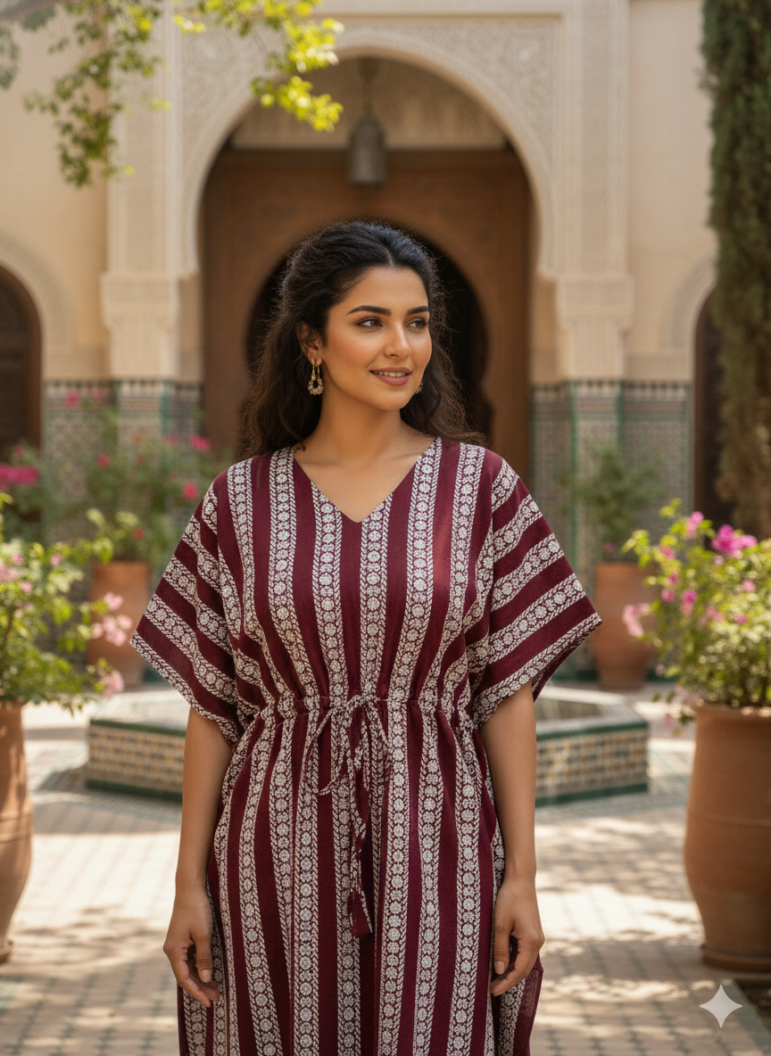 Striped feeding kaftans-meroon
