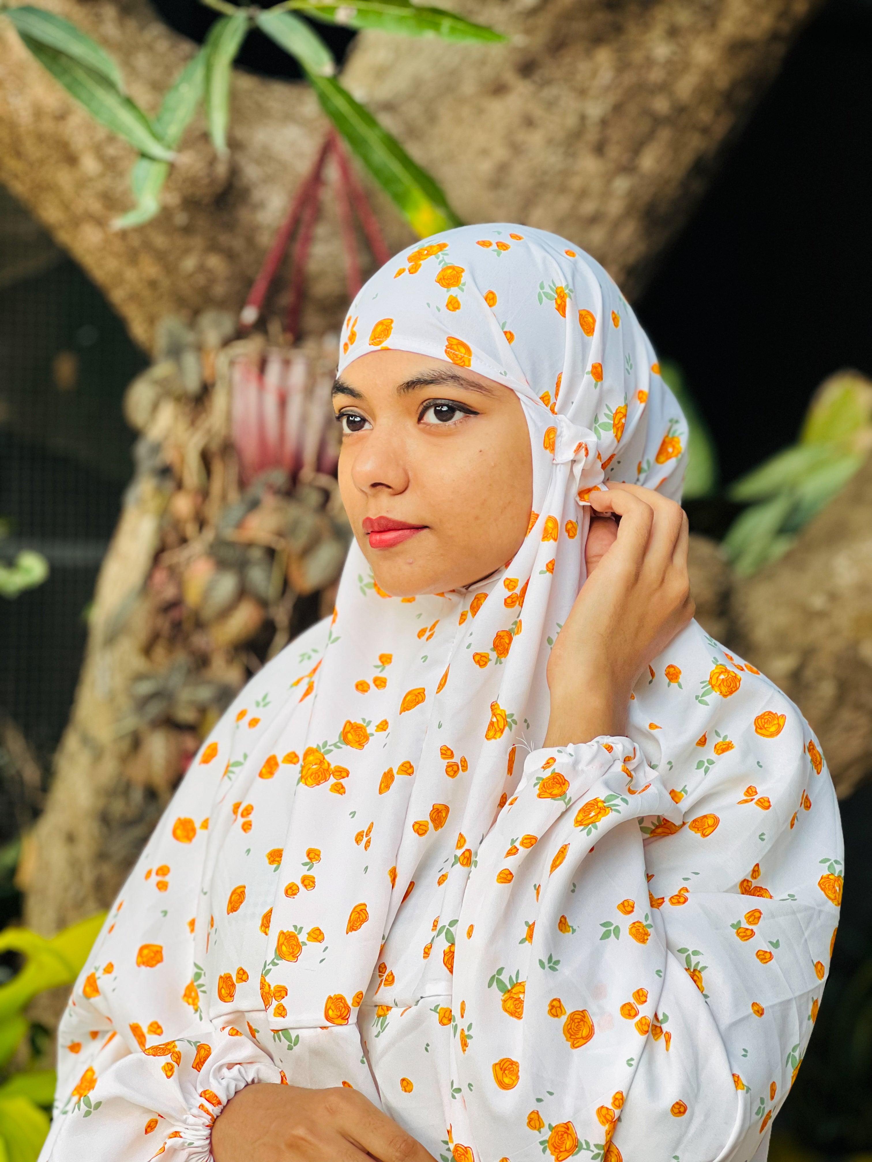 Yellow Floral white prayer dress