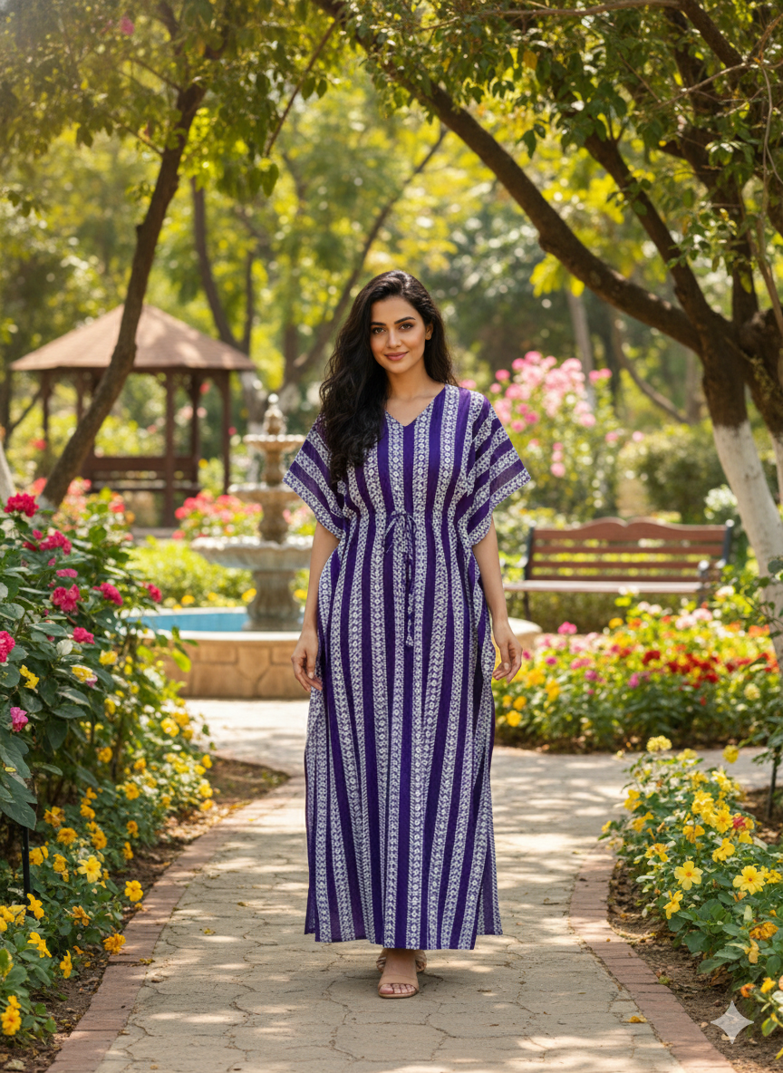 Striped feeding kaftans-purple