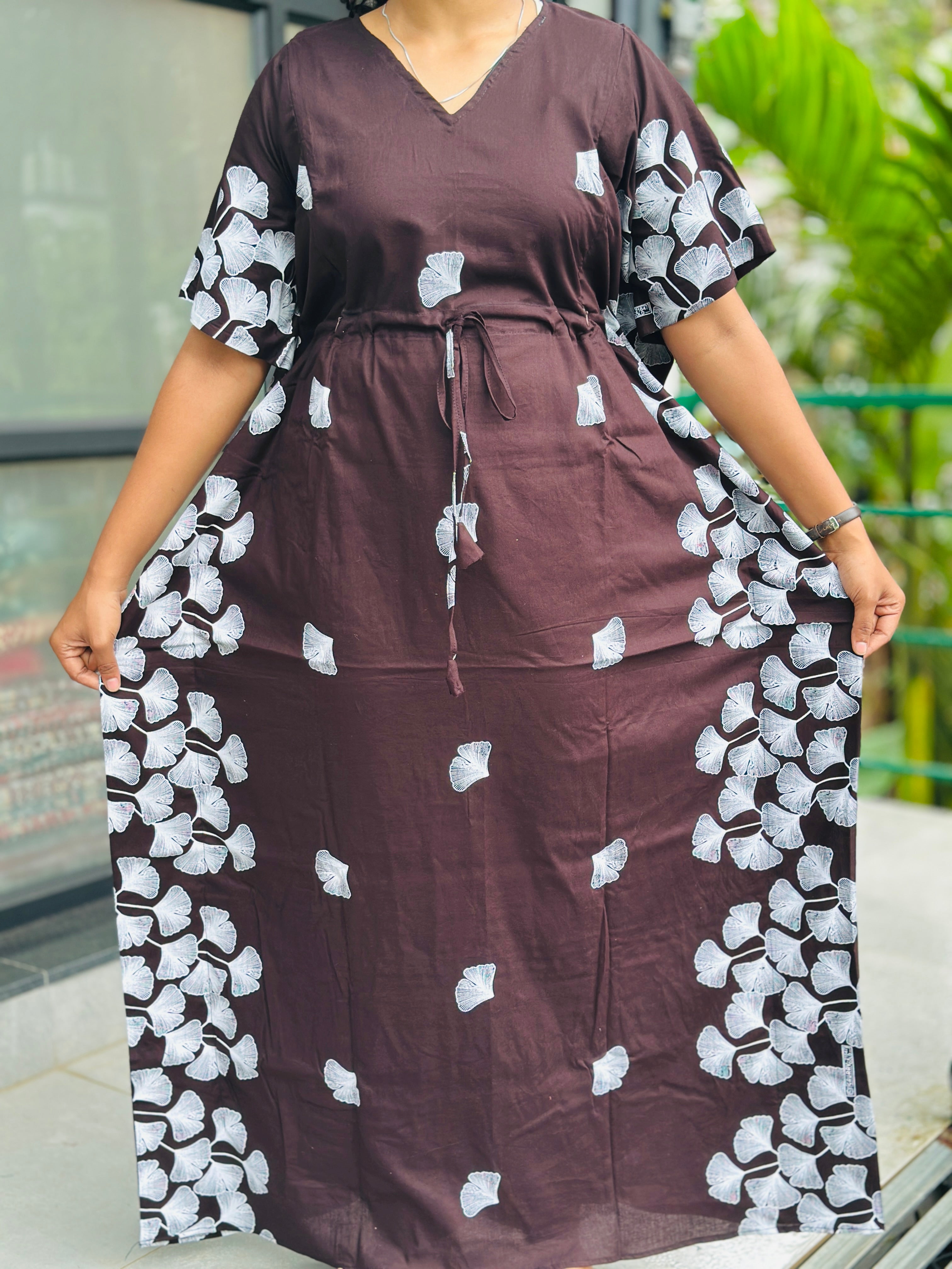 Floral darkbrown nonfeeding kaftans