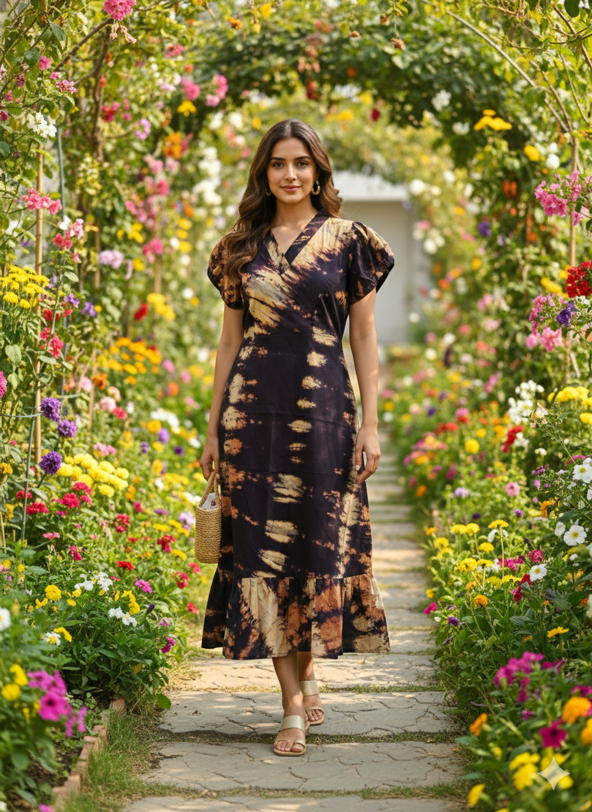 Collar neck chungidi non feeding frock-coffee brown