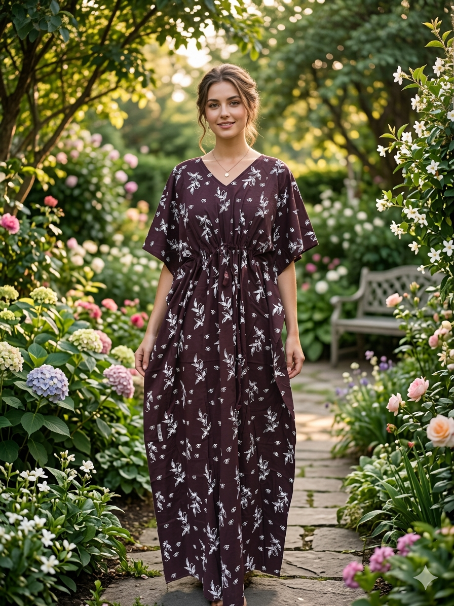 Floral feeding kaftans-wine