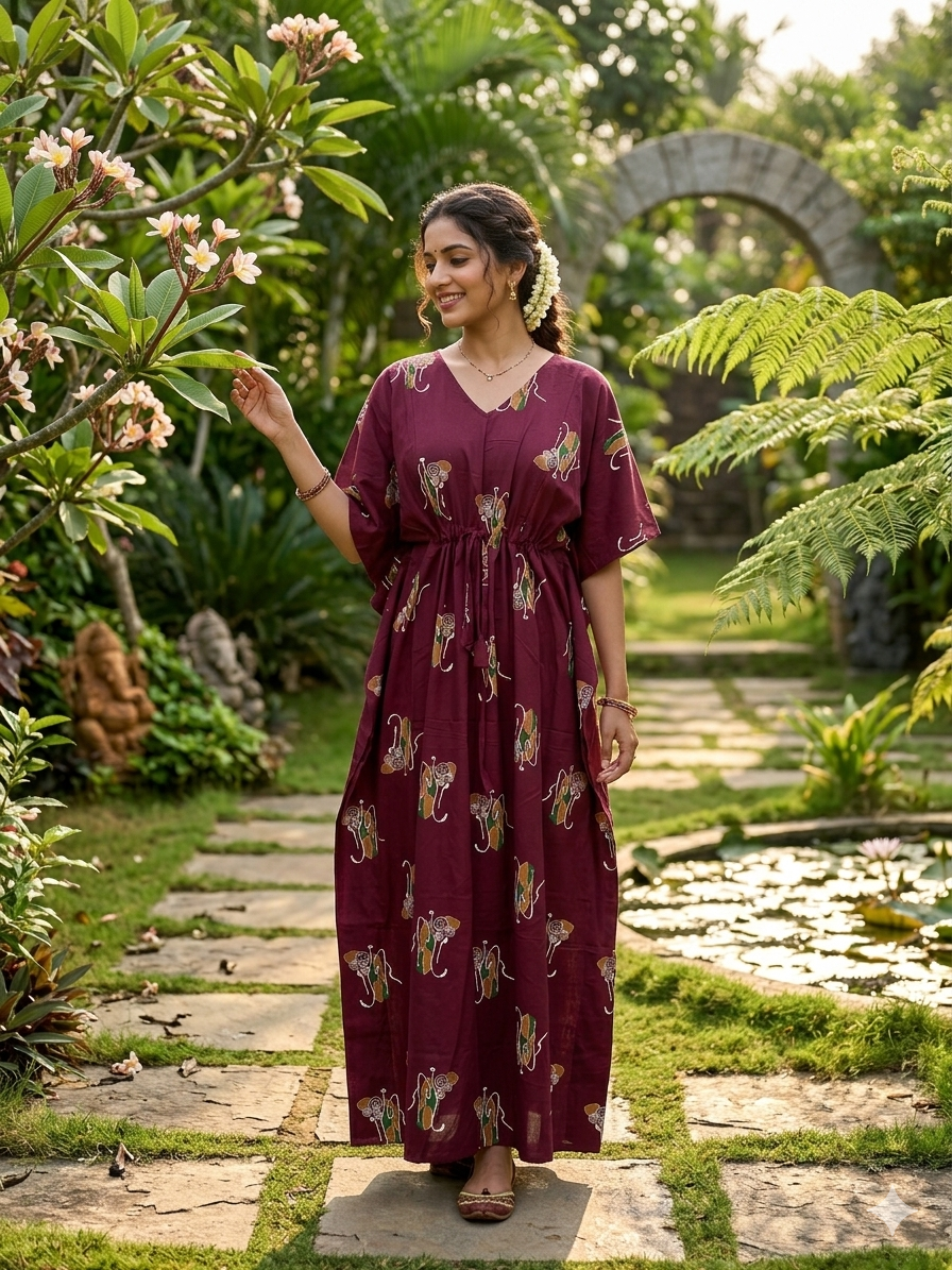 Floral feeding kaftan-grapewine