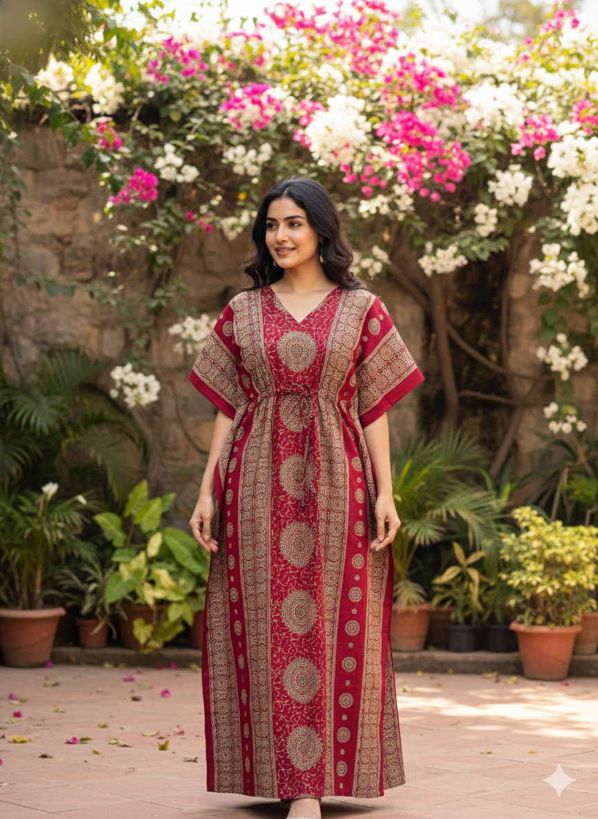 Ajrak feeding kaftans