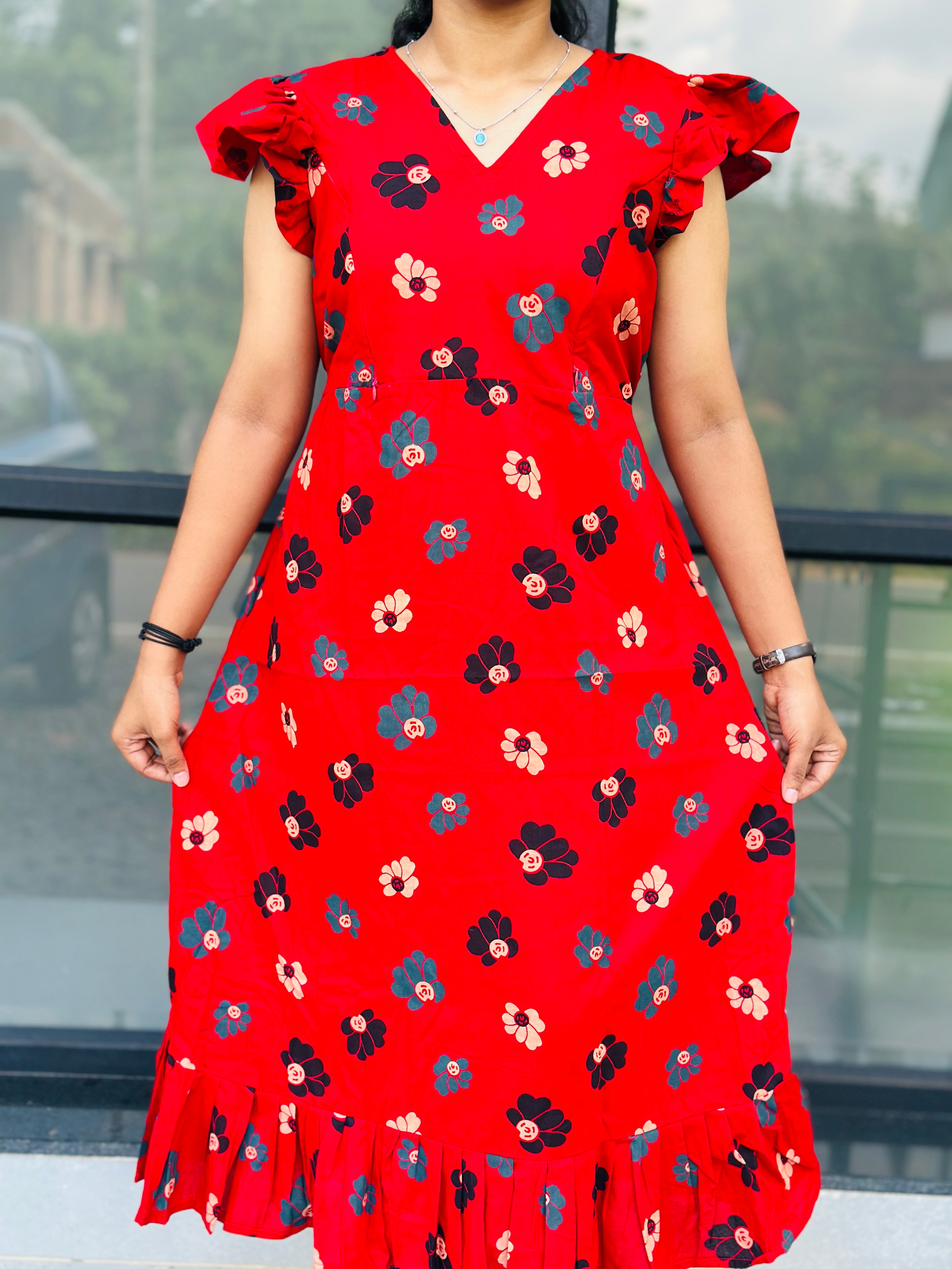 Ruffle sleeve feeding frock