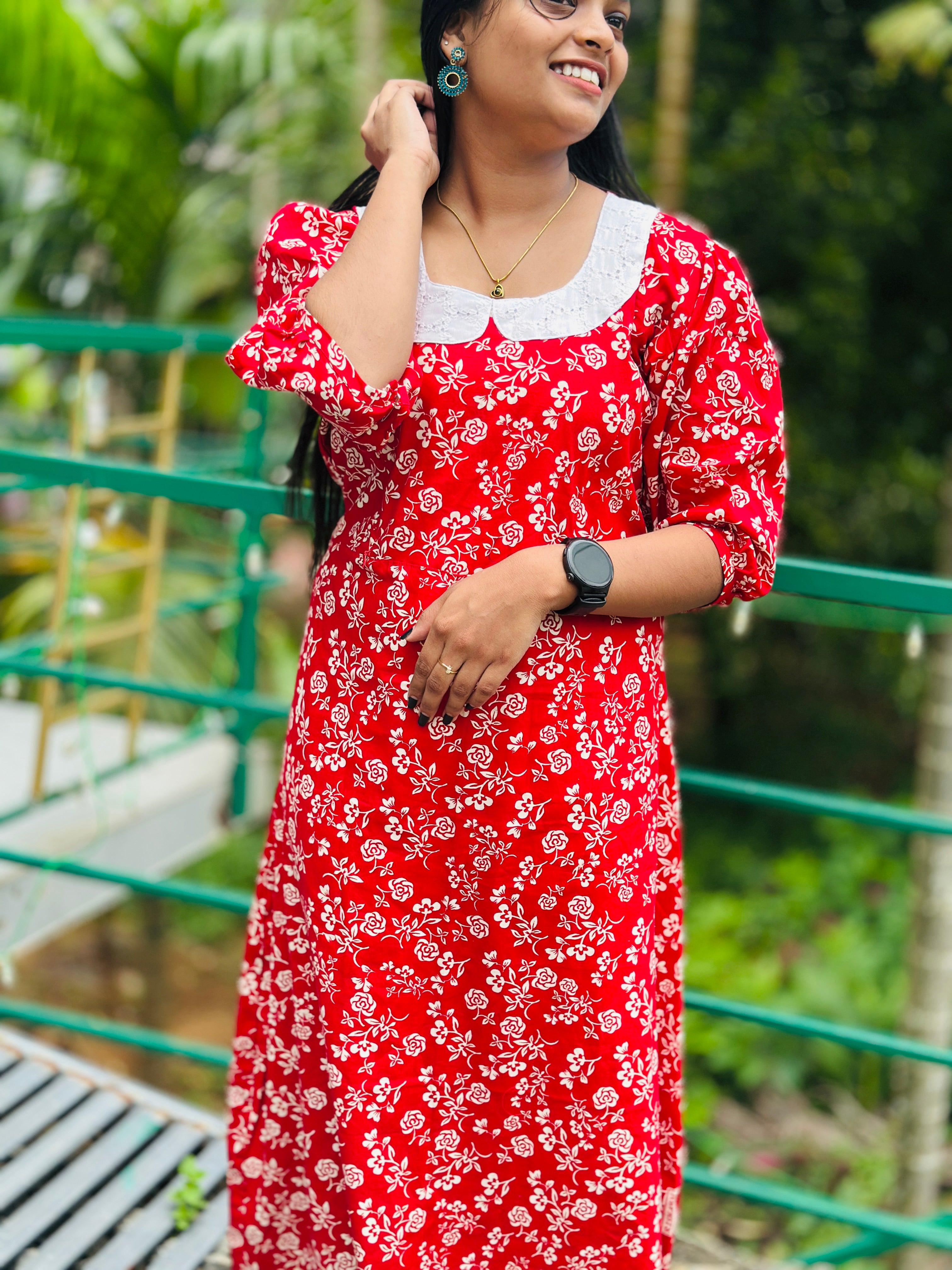 Peterpan collar 3/4 sleeve feeding frock