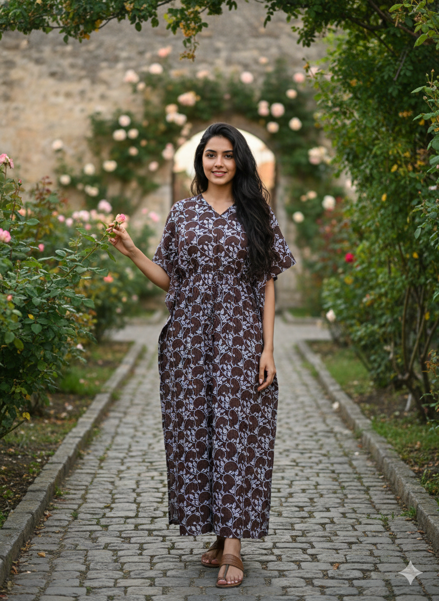 Kalankari feeding kaftans-brown