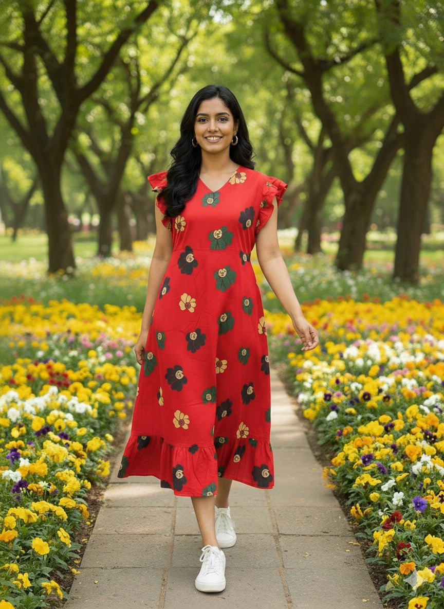 Rufflesleeve stylish non feeding frock