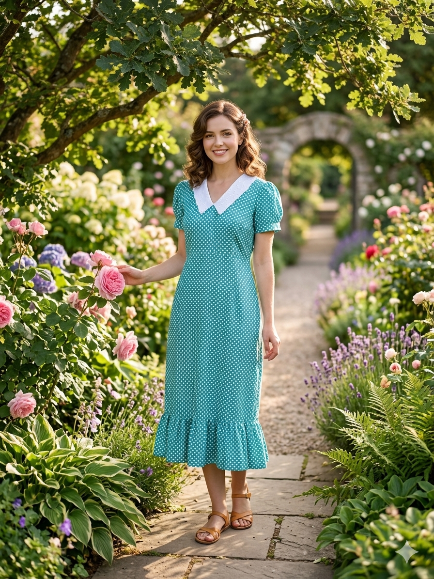Peterpan collar polka feeding frock