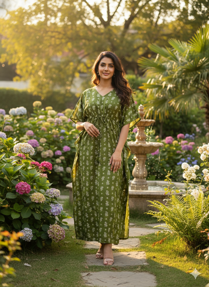 Floral feeding kaftans-green