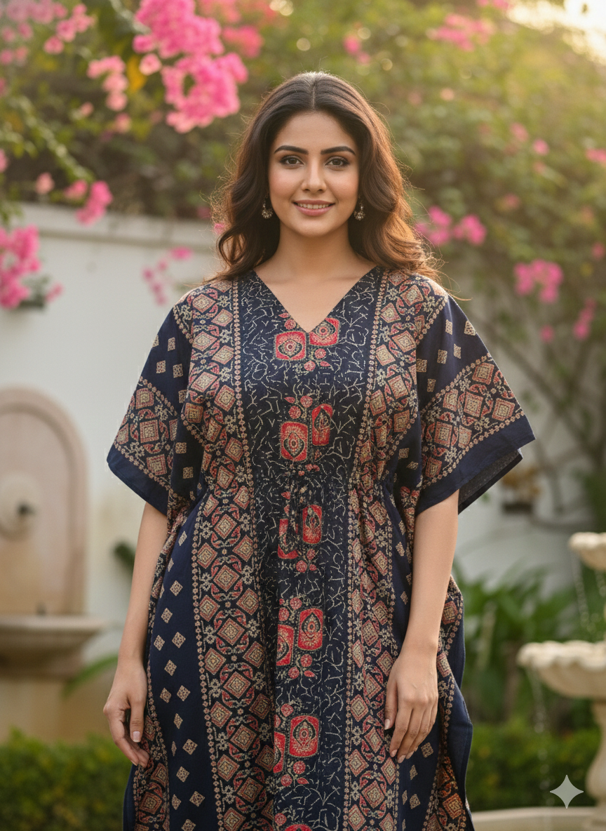 Ajrak feeding kaftans