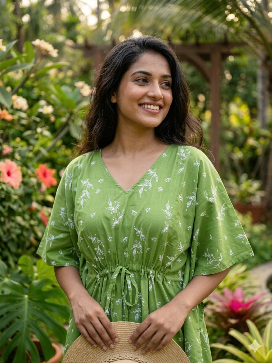 Floral feeding kaftans-pastel green