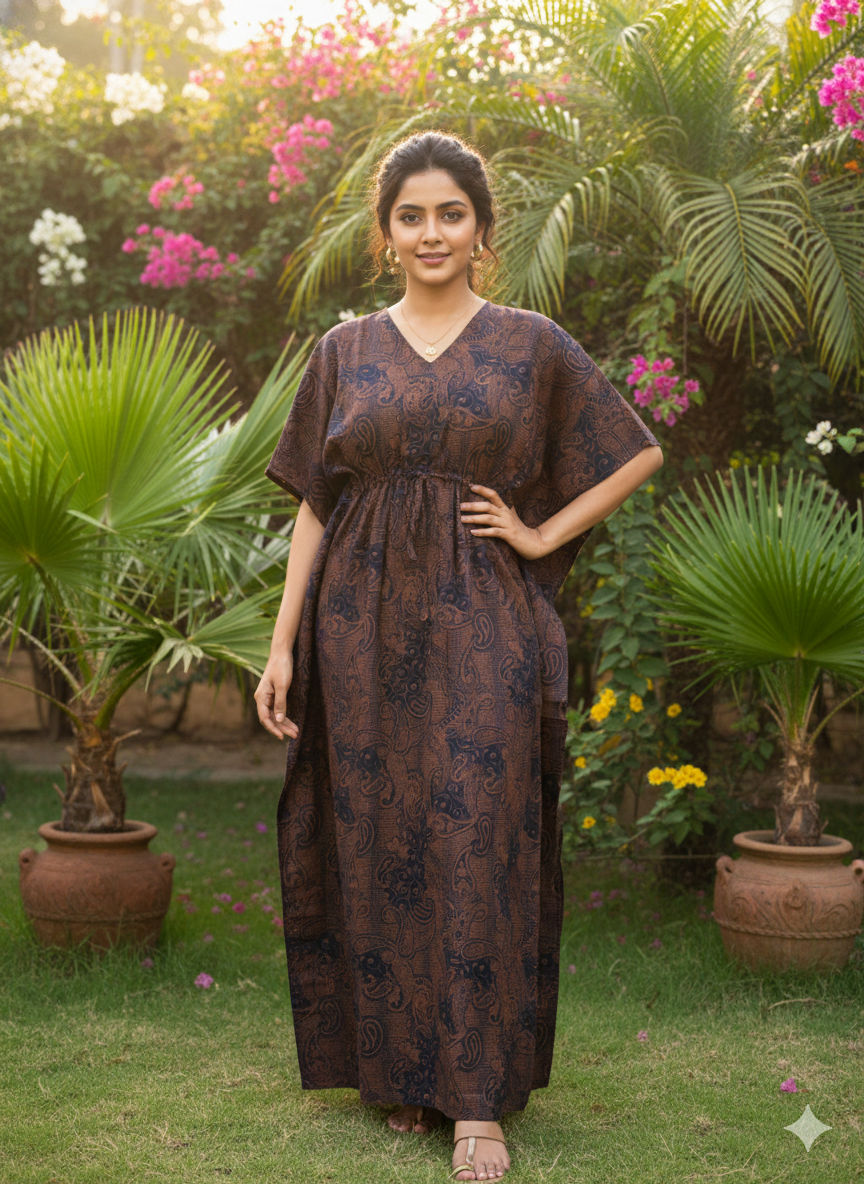 Kalamkari nonfeeding kaftans-black