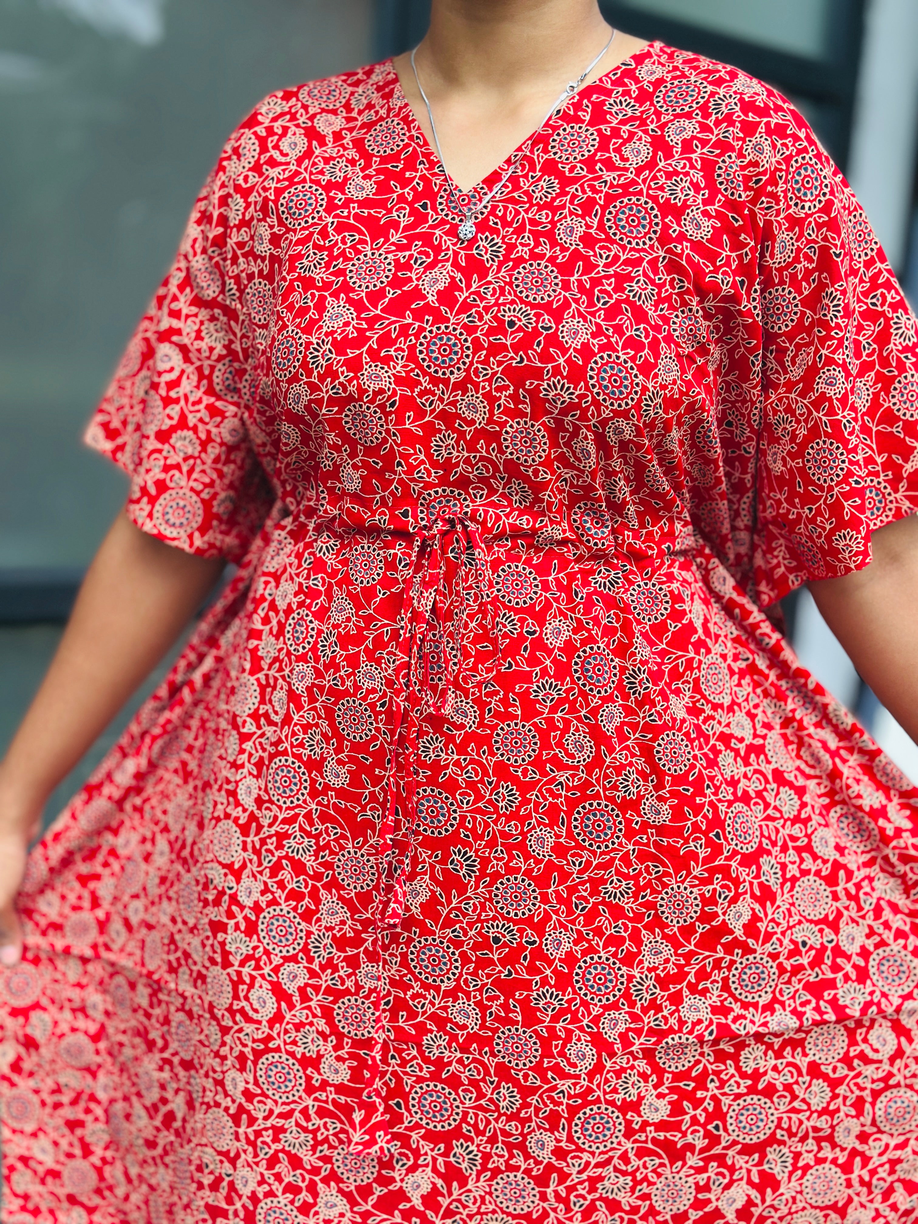 Ajrak floral  feeding kaftan