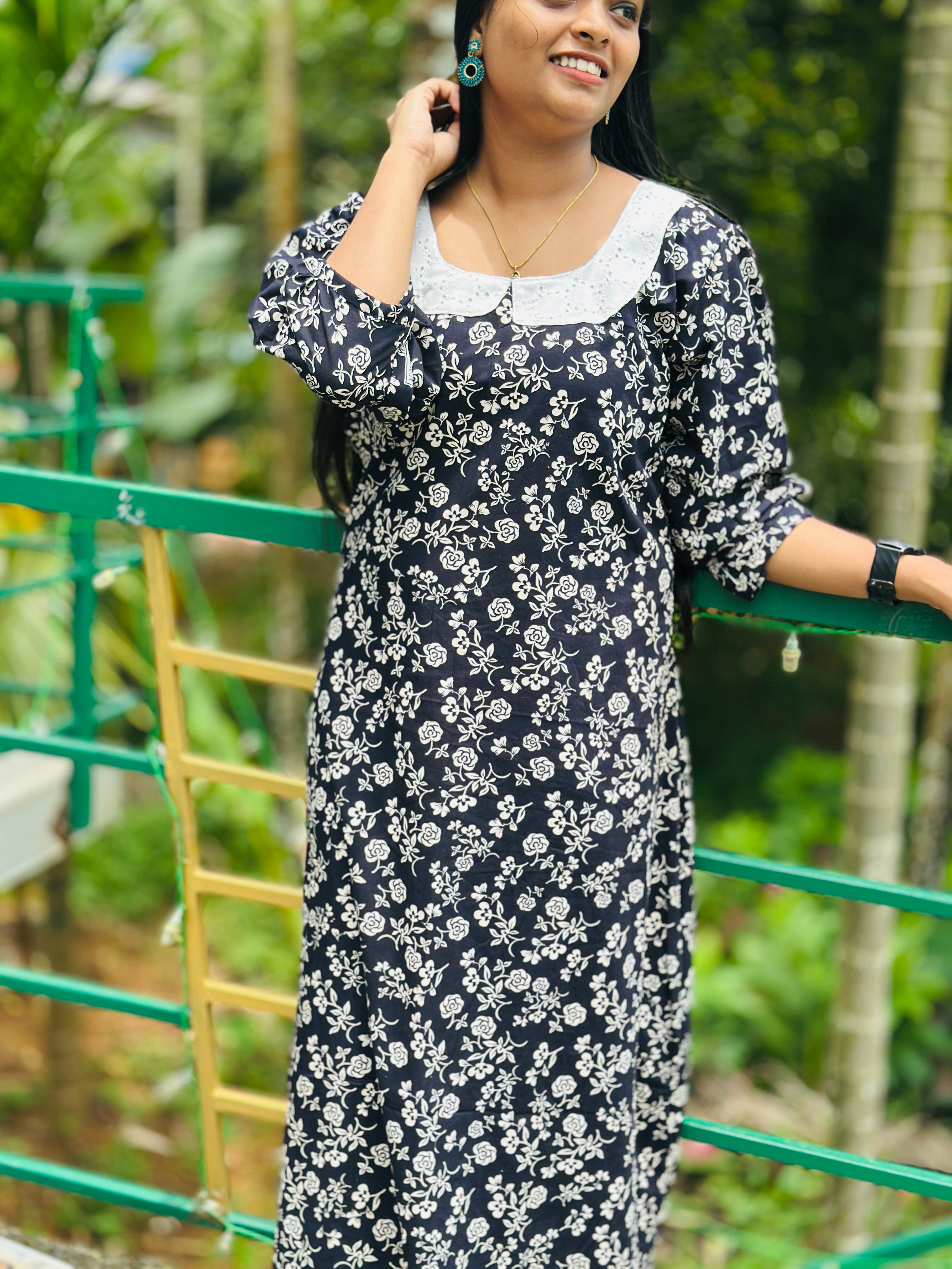 Peterpan collar 3/4 sleeve feeding frock