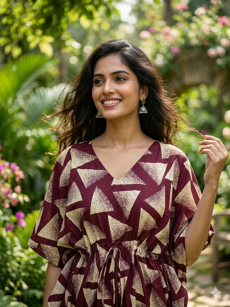 Triangle printed nonfeeding kaftans