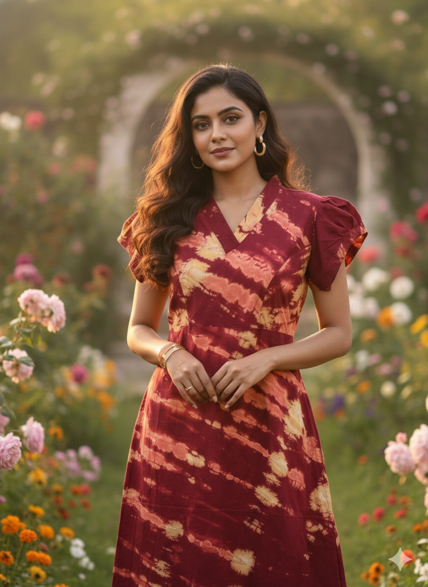 Collar neck chungidi feeding frock-meroon