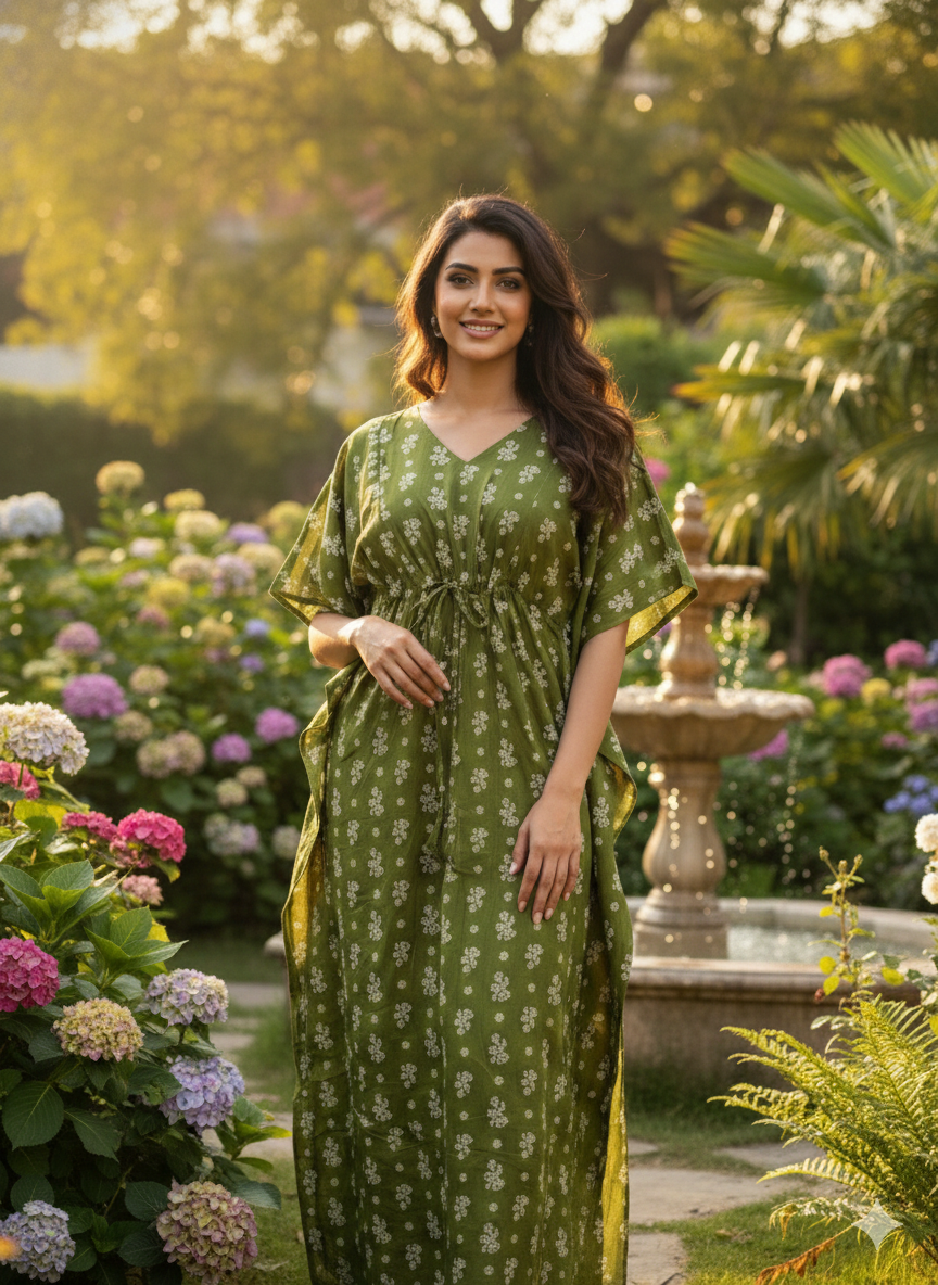 Floral feeding kaftans-green