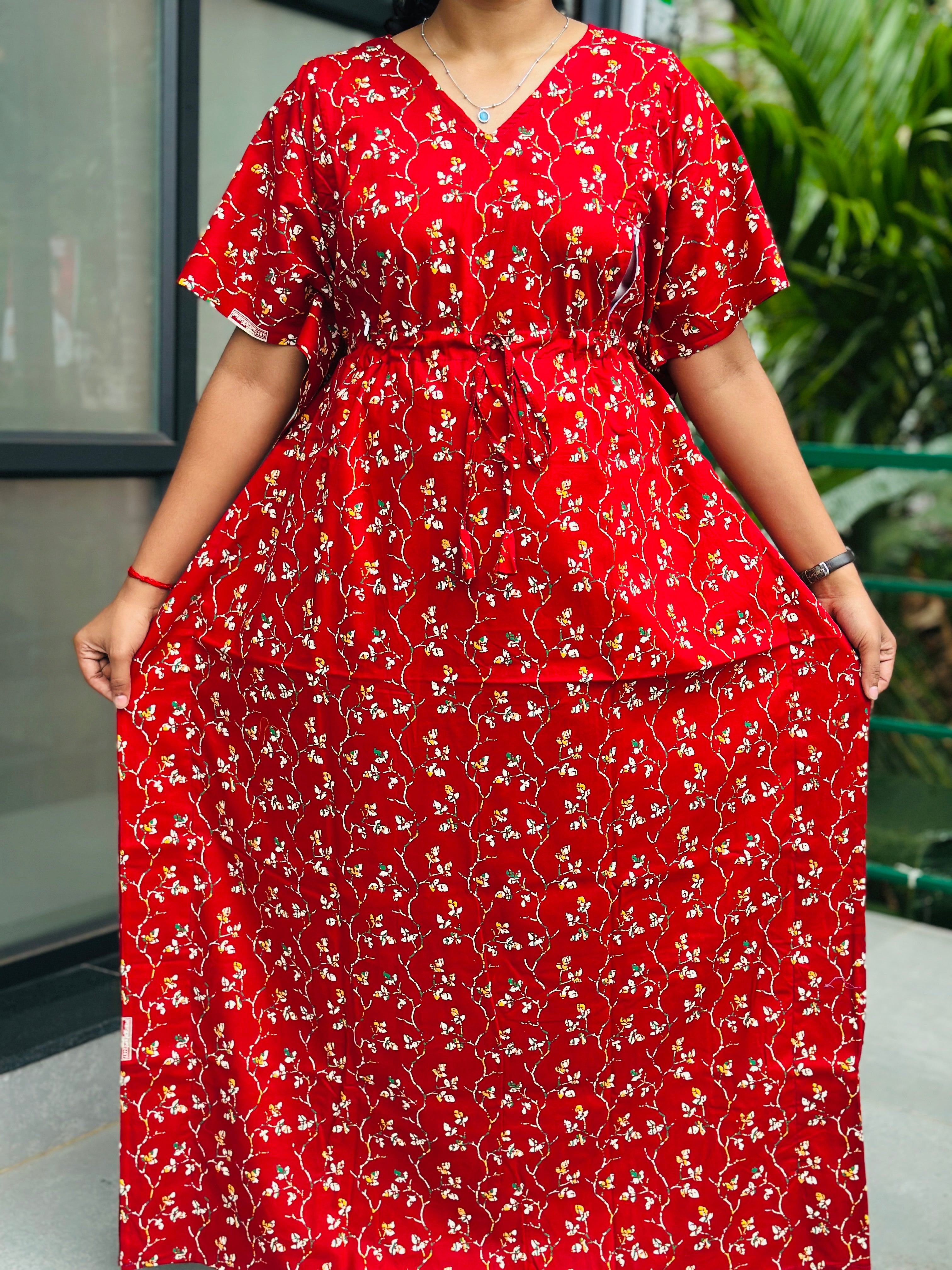 Floral feeding kaftans-red