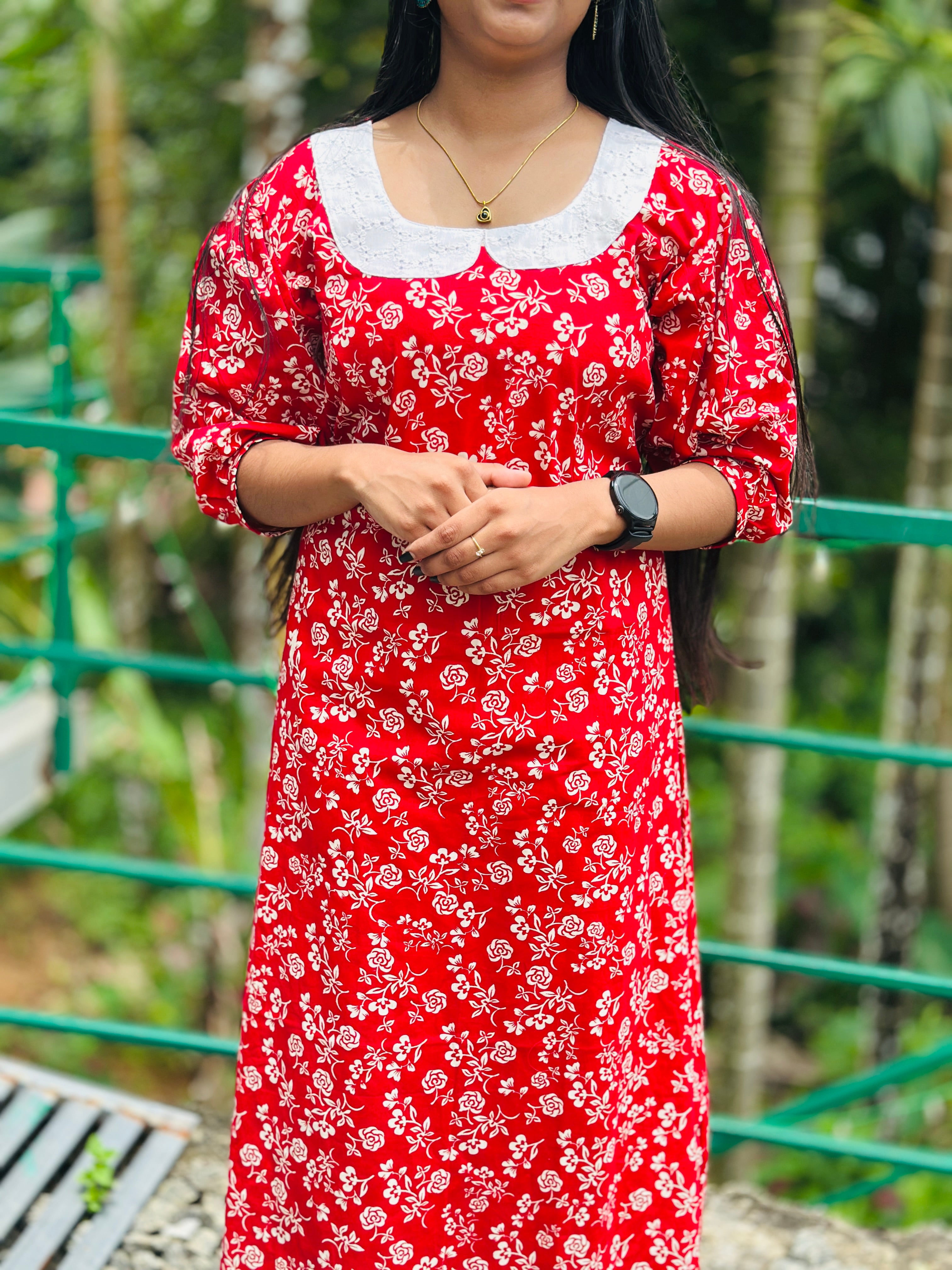 Peterpan collar 3/4 sleeve non feeding frock