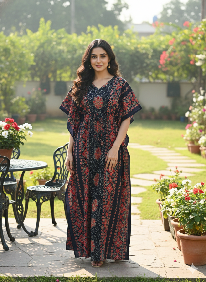 Ajrak feeding kaftans