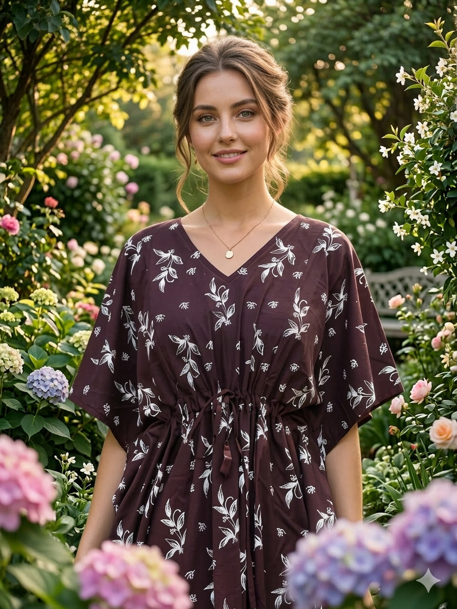 Floral feeding kaftans-wine