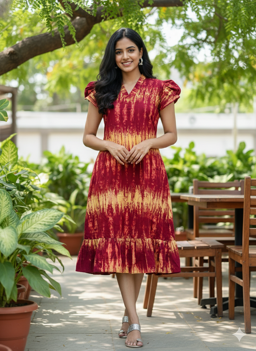 Collar neck chungidi non feeding frock-meroon