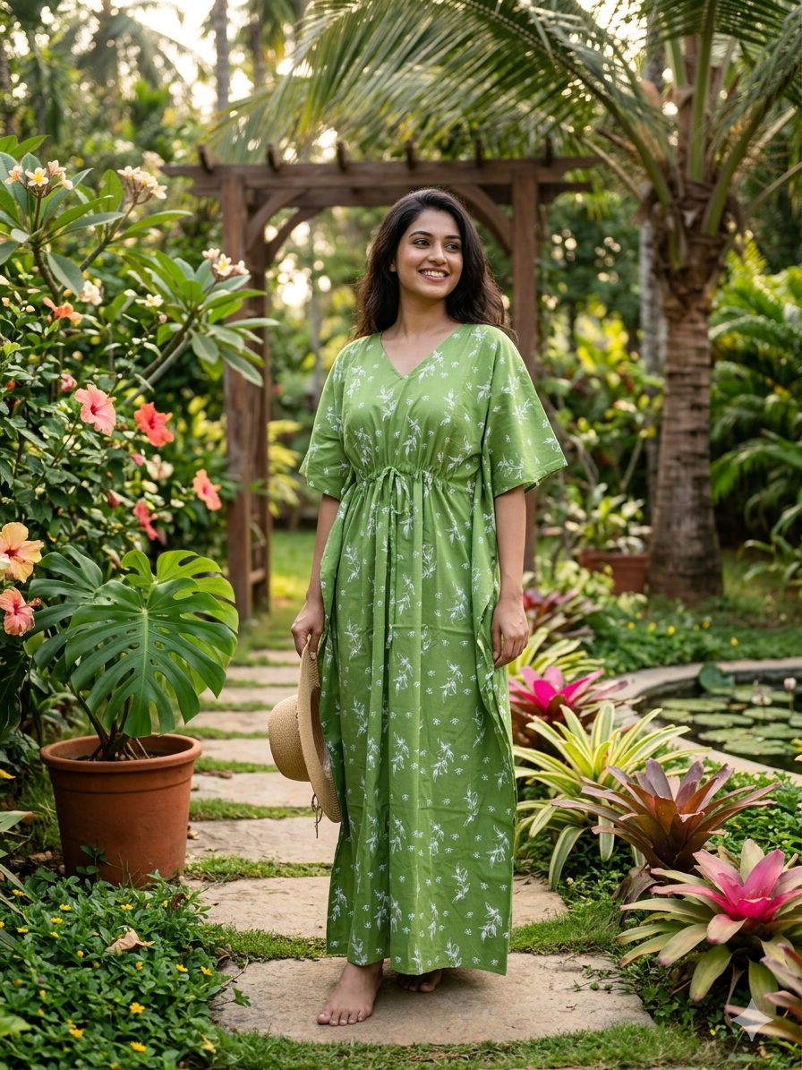 Floral feeding kaftans-pastel green