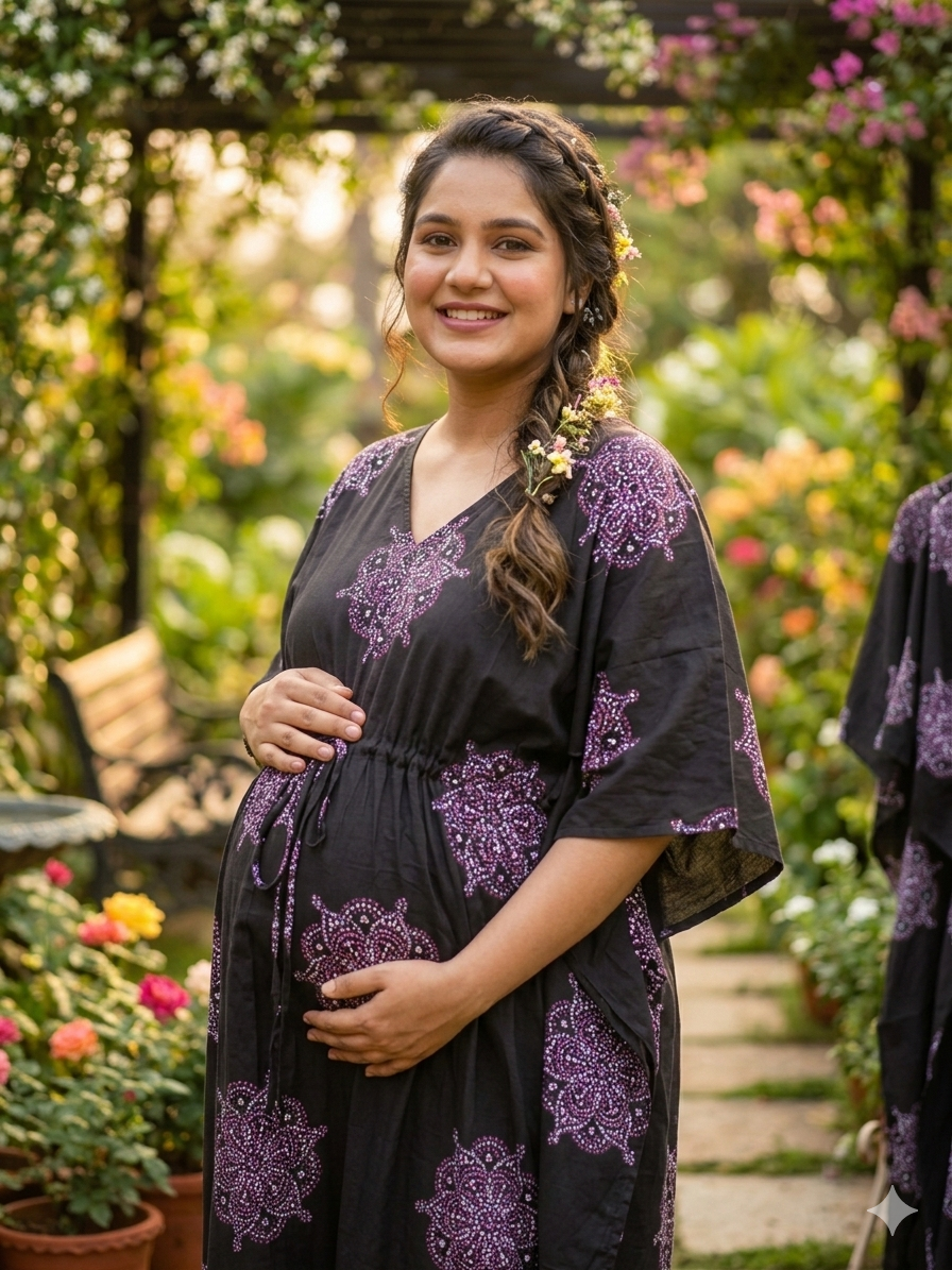 Premium floral plus size kaftan in pure soft cambric cotton fabric with centre zip &length 57” (free size L-5xl)