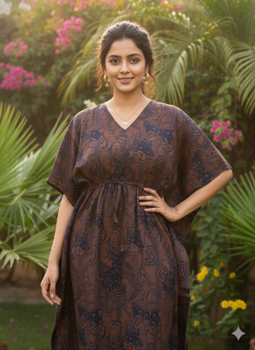 Kalamkari nonfeeding kaftans-black