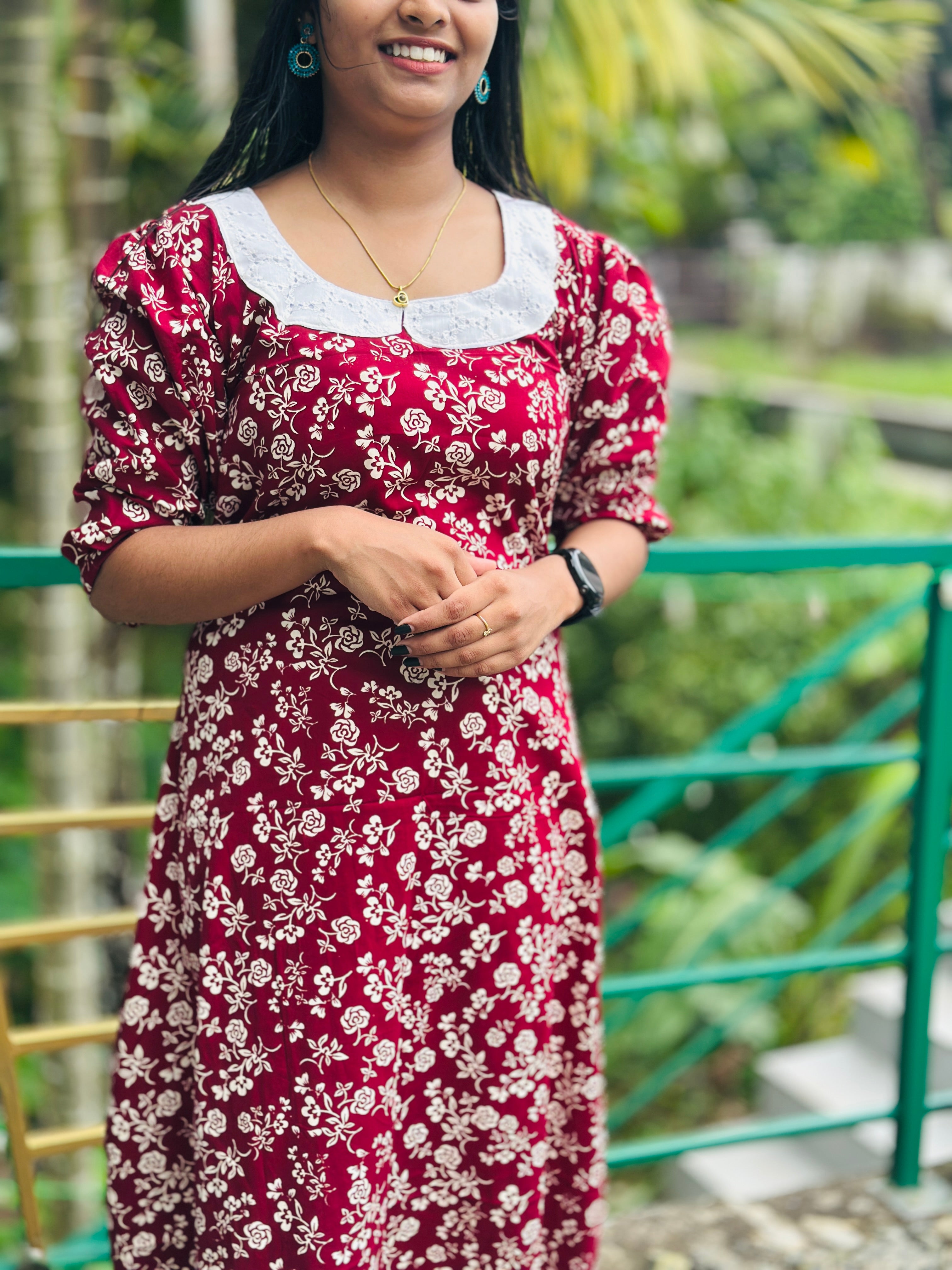 Peterpan collar 3/4 sleeve feeding frock