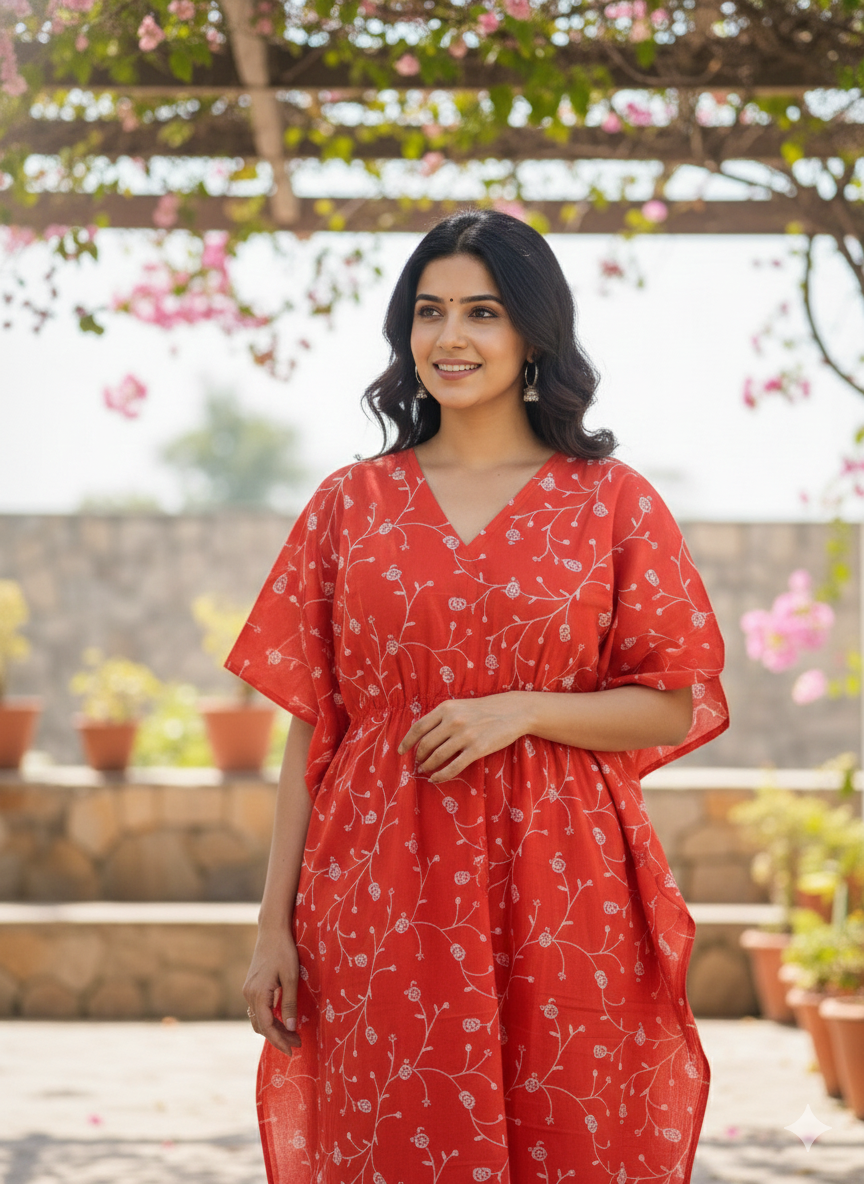 Floral feeding kaftans-orange