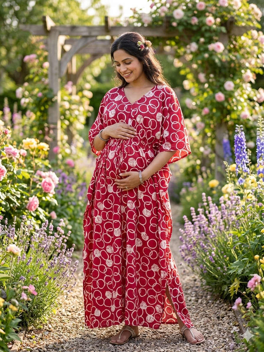 Premium floral plus size kaftan in pure soft cambric cotton fabric with centre zip &length 57” (free size L-5xl)