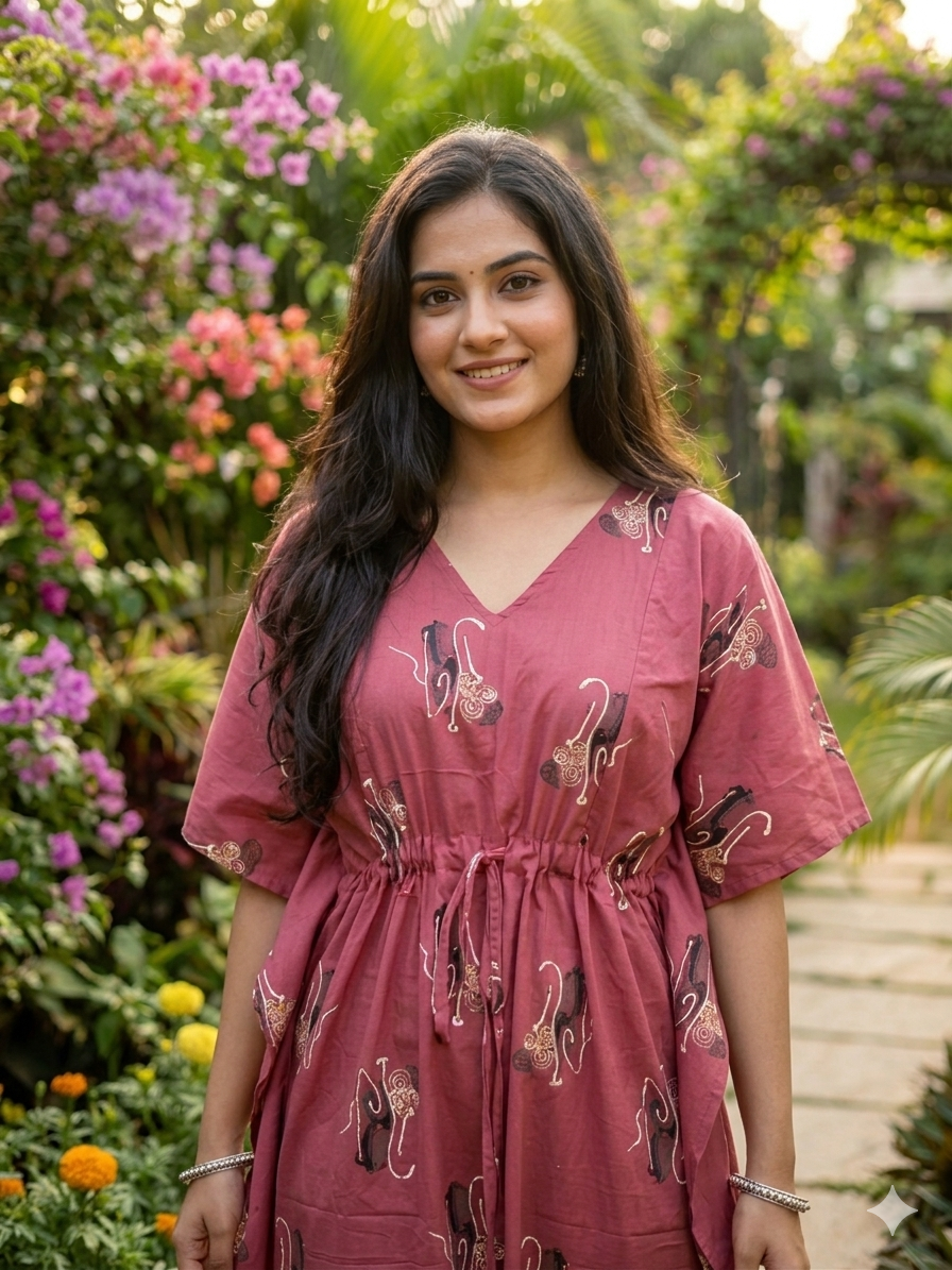 Floral feeding kaftan-peach